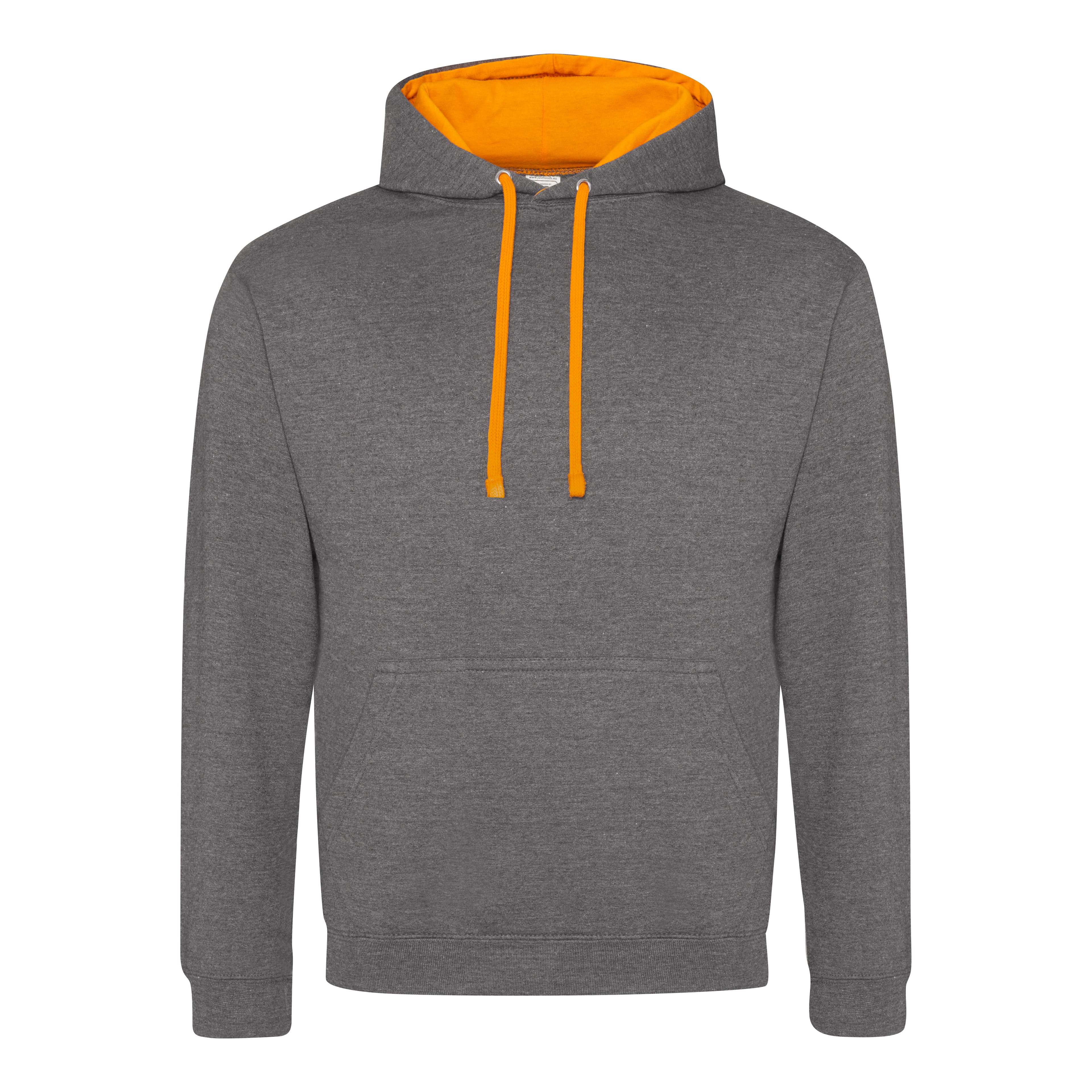A4 Varsity Contrast Hoodie - CHARCOAL/ ORANGE CRUSH - front