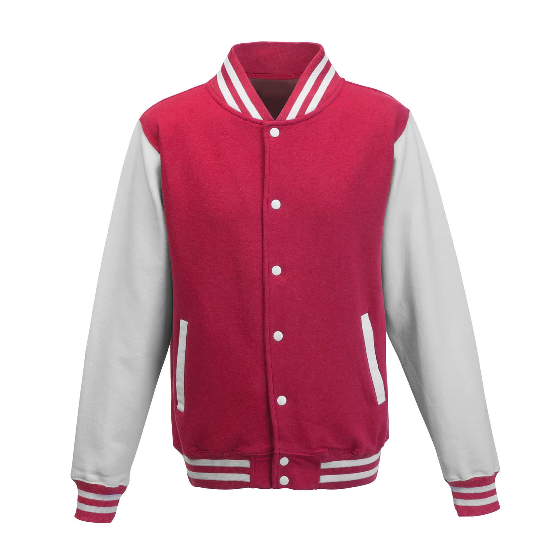 A4 Letterman Jacket - HOT PINK/ HEATHER GREY - front