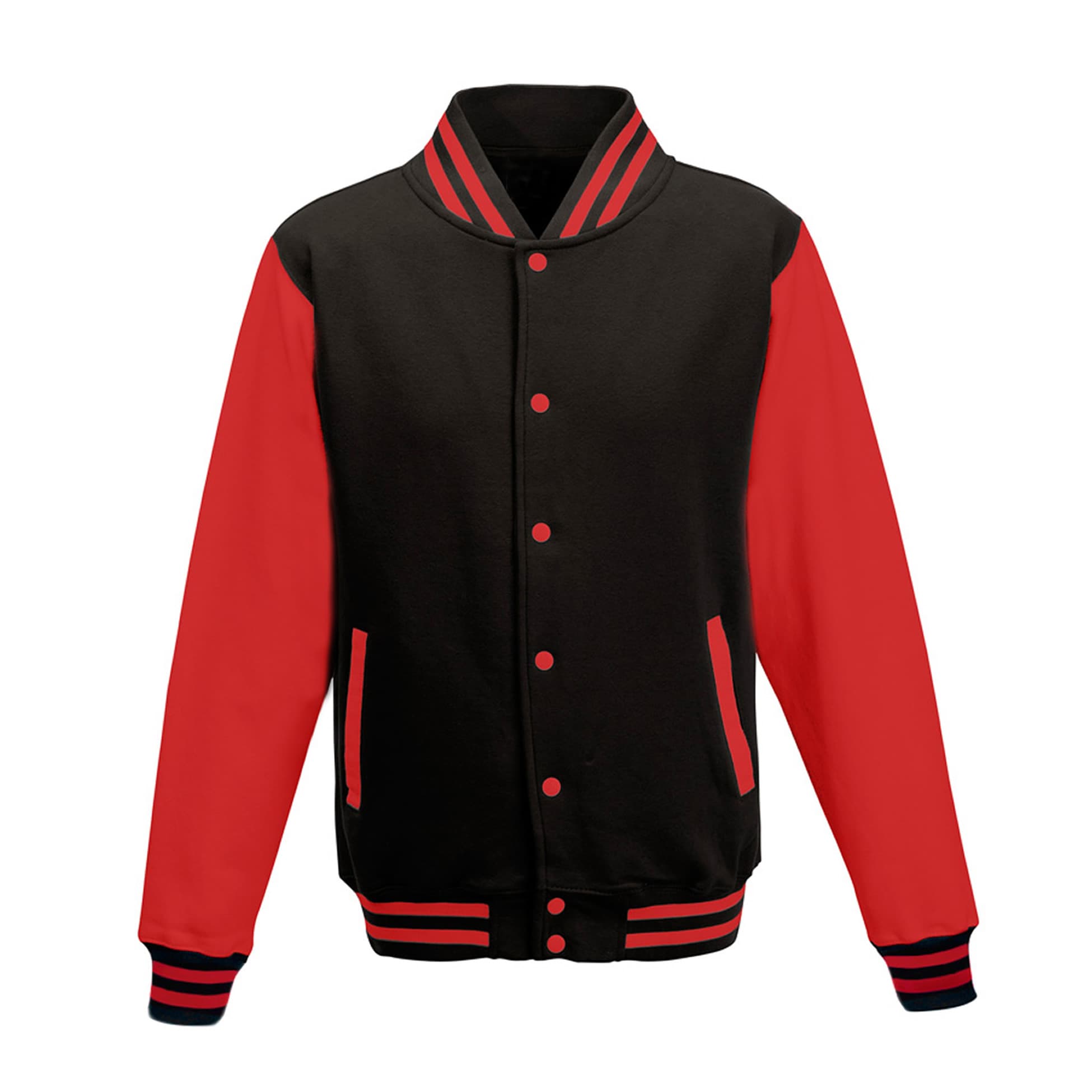 A4 Letterman Jacket - JET BLACK/FIRE RED - front