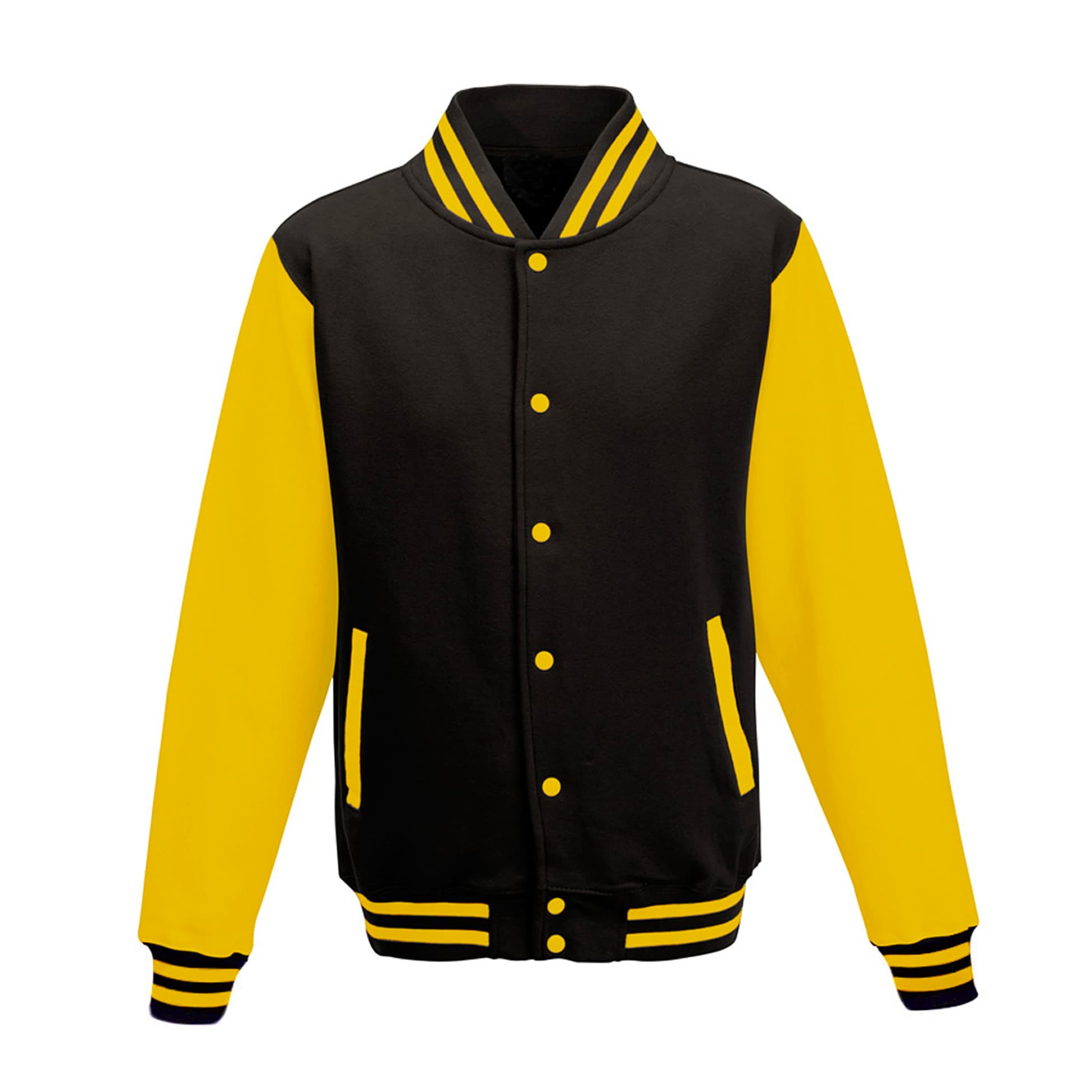 A4 Letterman Jacket - JET BLACK/ SUN YELLOW - front