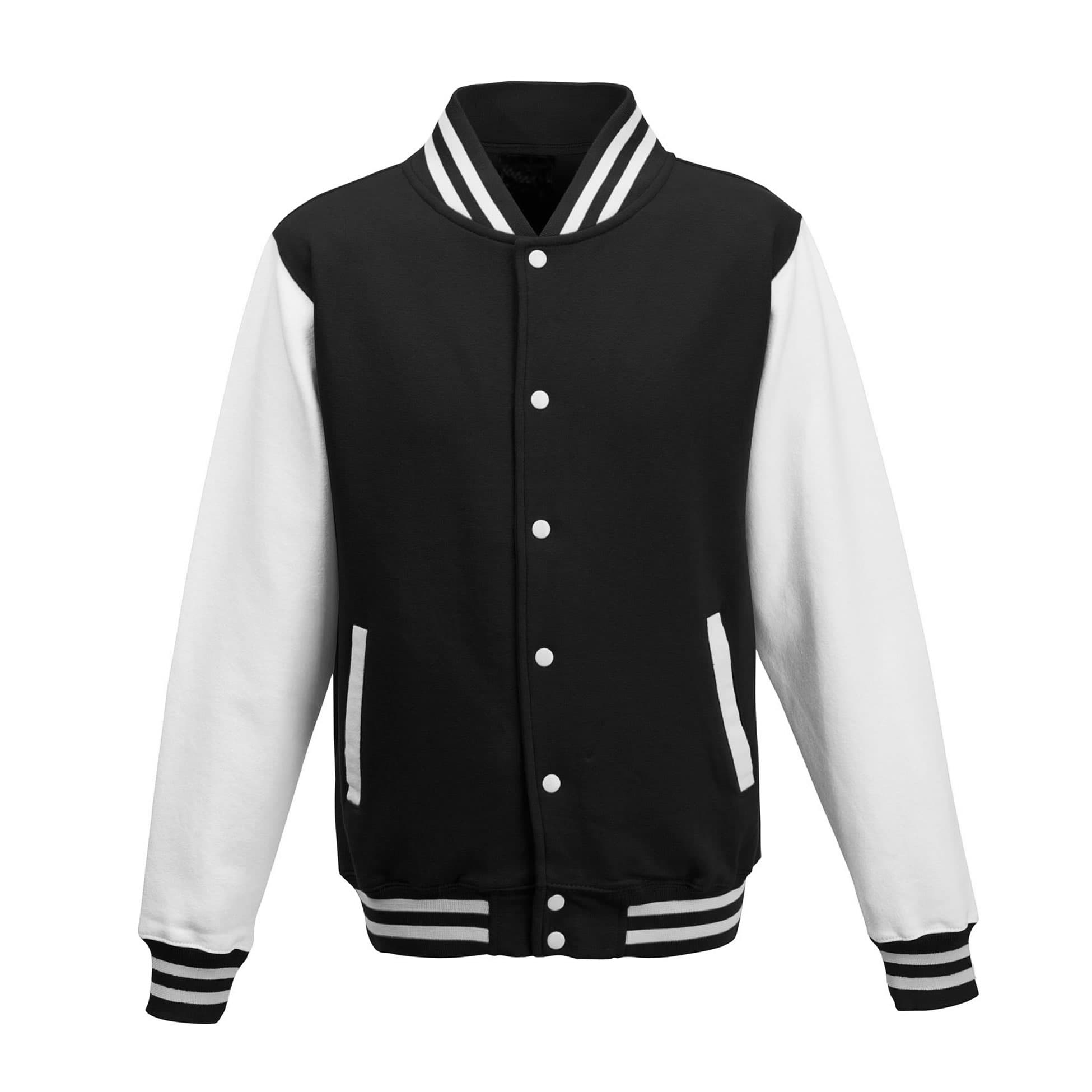 A4 Letterman Jacket - JET BLACK/ WHITE - front