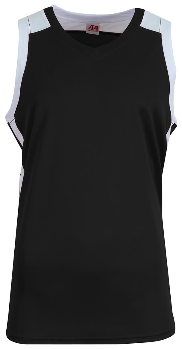 A4 Defender Basketball Jersey - BLACK/WHITE - front