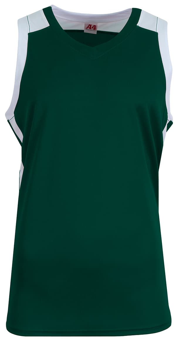 A4 Defender Basketball Jersey - FOREST/WHITE - front