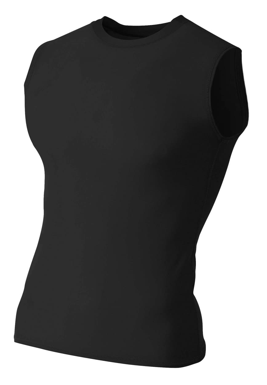 A4 Compression Muscle Tee - BLACK - front