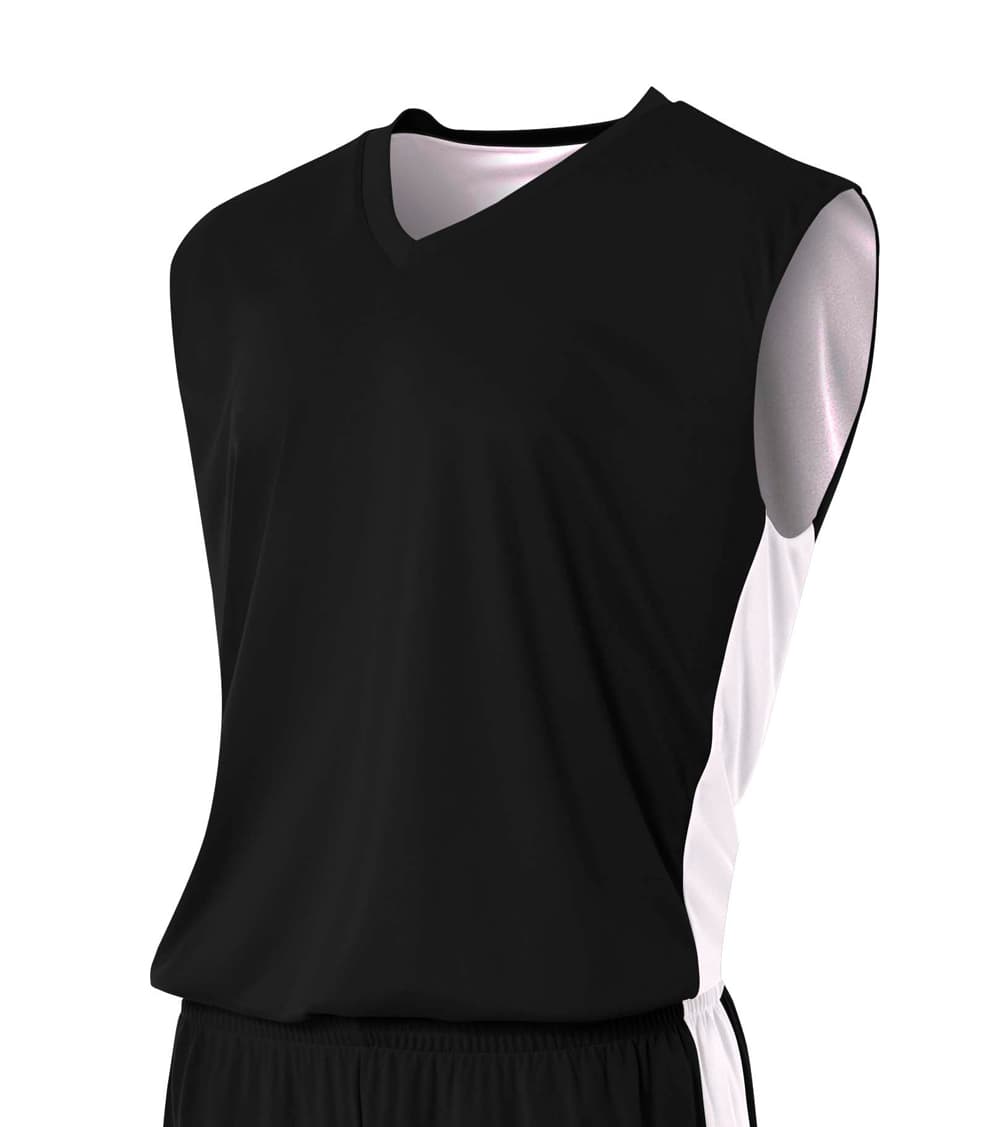 A4 Reversible Moisture Management Muscle - BLACK/WHITE - front