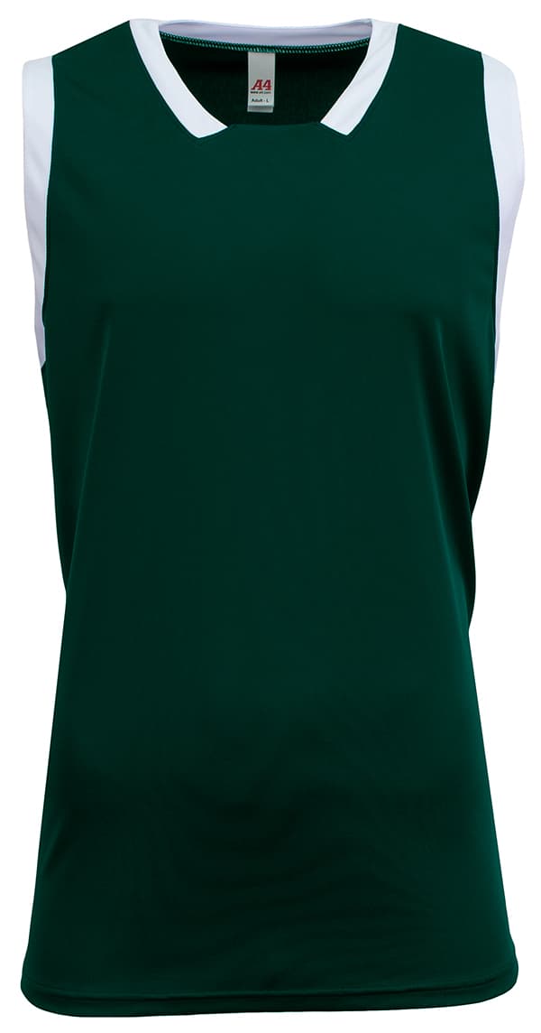 A4 Sprint Single Ply Basketball Jersey - FOREST/WHITE - front