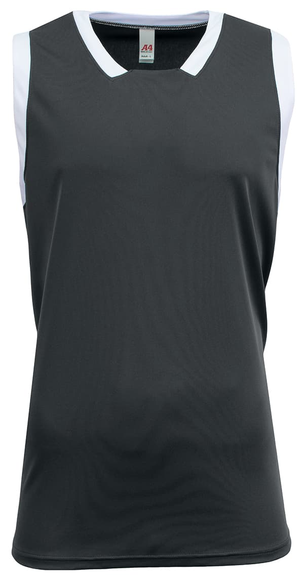 A4 Sprint Single Ply Basketball Jersey - GRAPHITE/WHITE - front