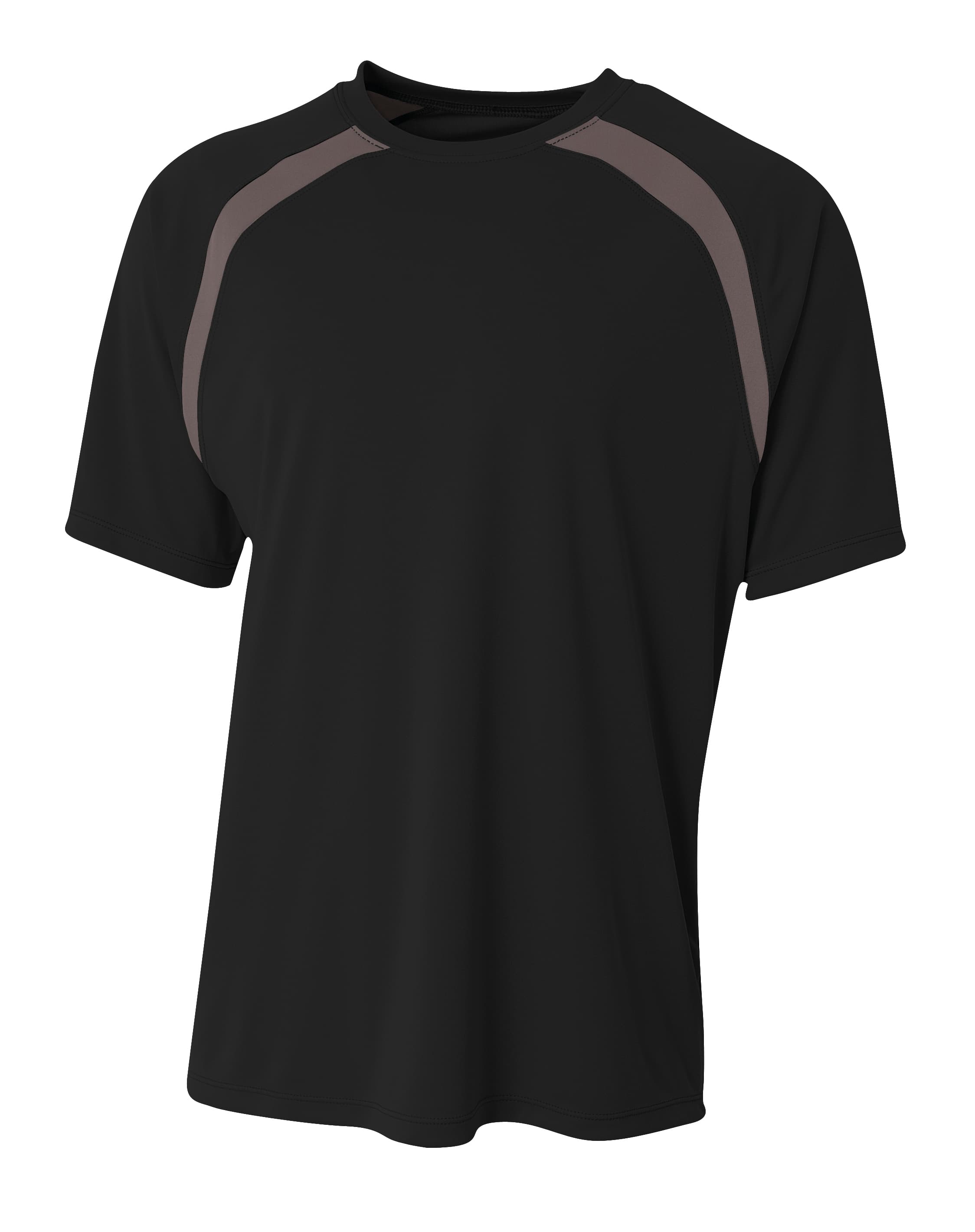 A4 Spartan Short Sleeve Color Block Crew - BLACK/GRAPHITE - front