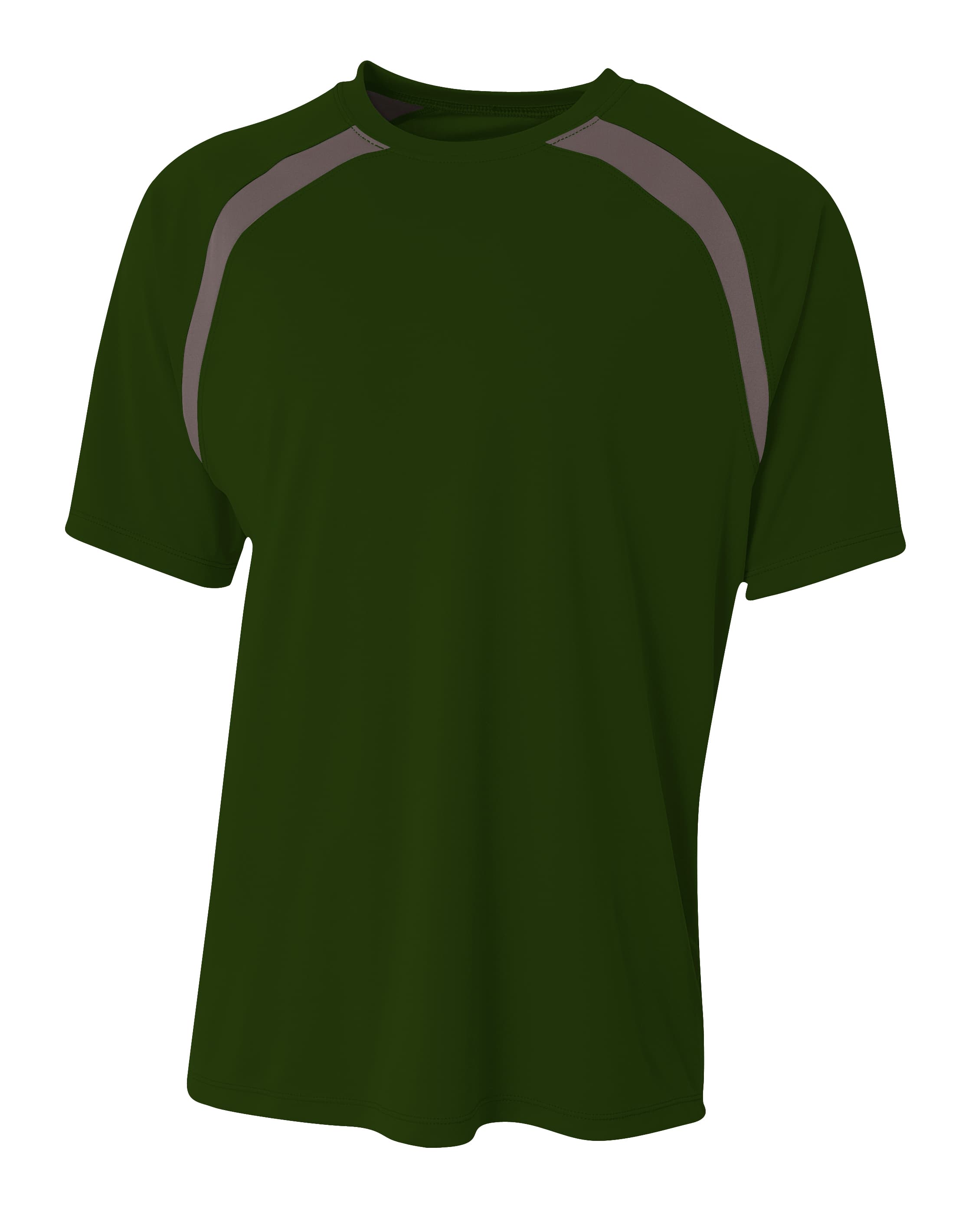 A4 Spartan Short Sleeve Color Block Crew - FOREST/GRAPHITE - front