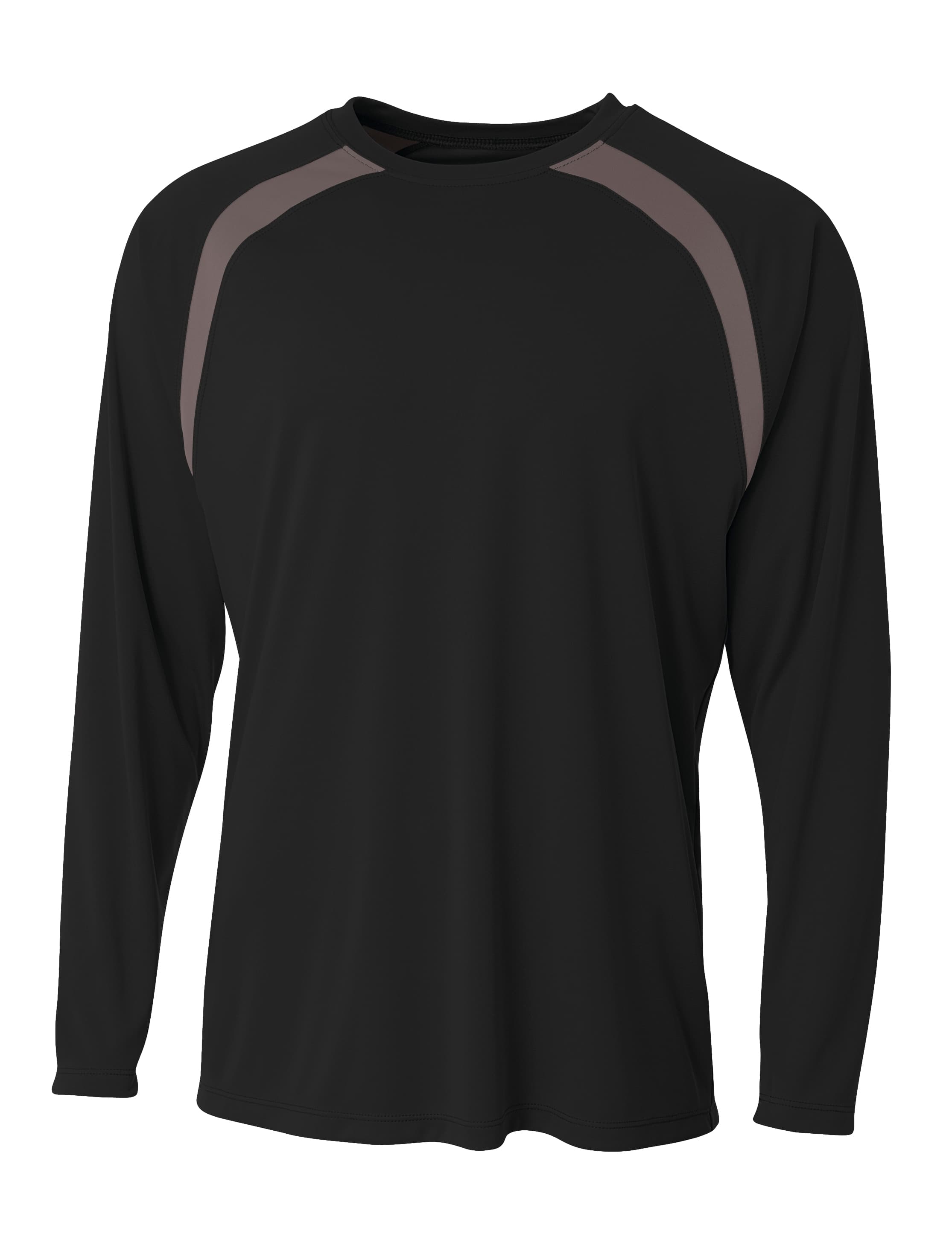 A4 Spartan Long Sleeve Color Block Crew - BLACK/GRAPHITE - front
