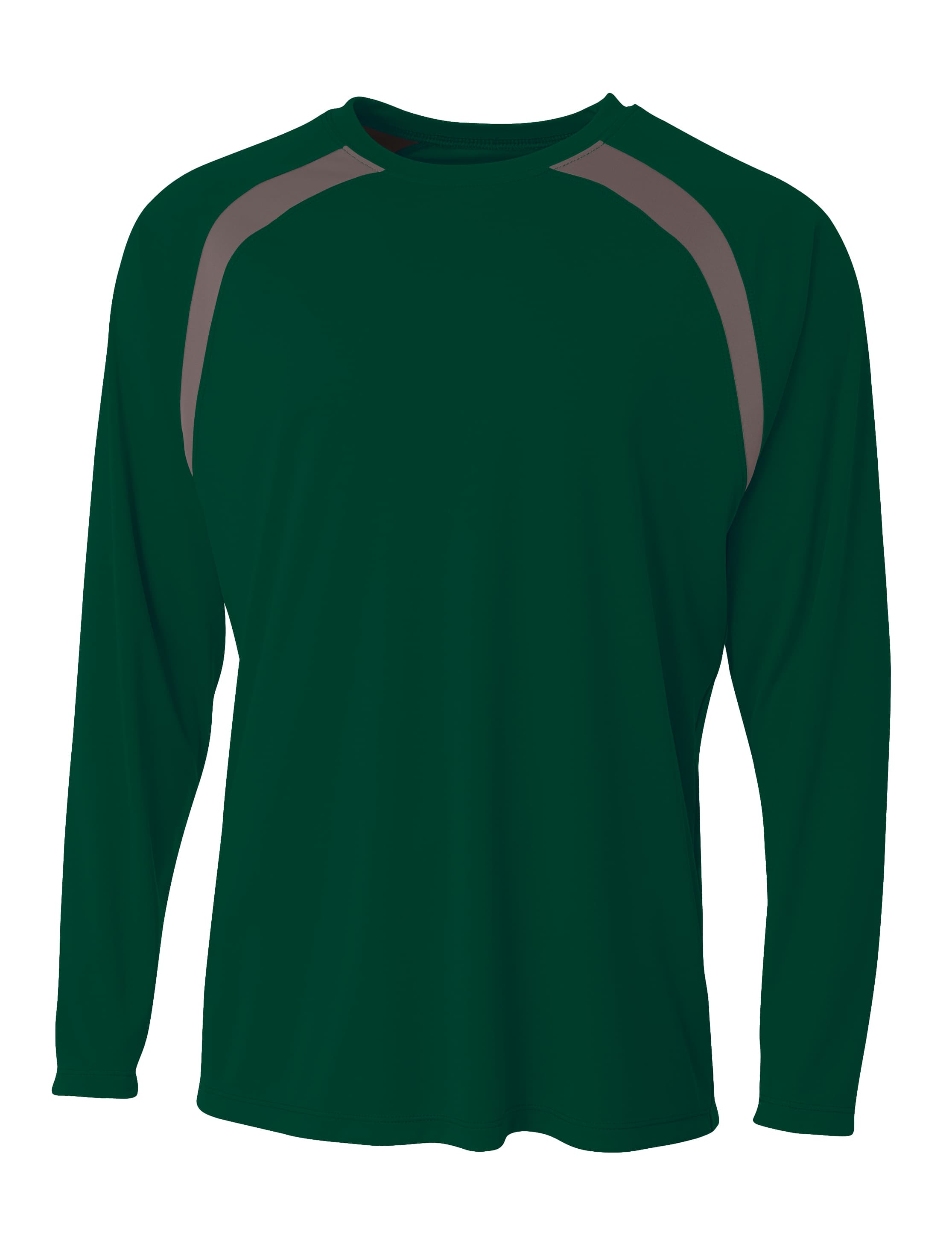 A4 Spartan Long Sleeve Color Block Crew - FOREST/GRAPHITE - front
