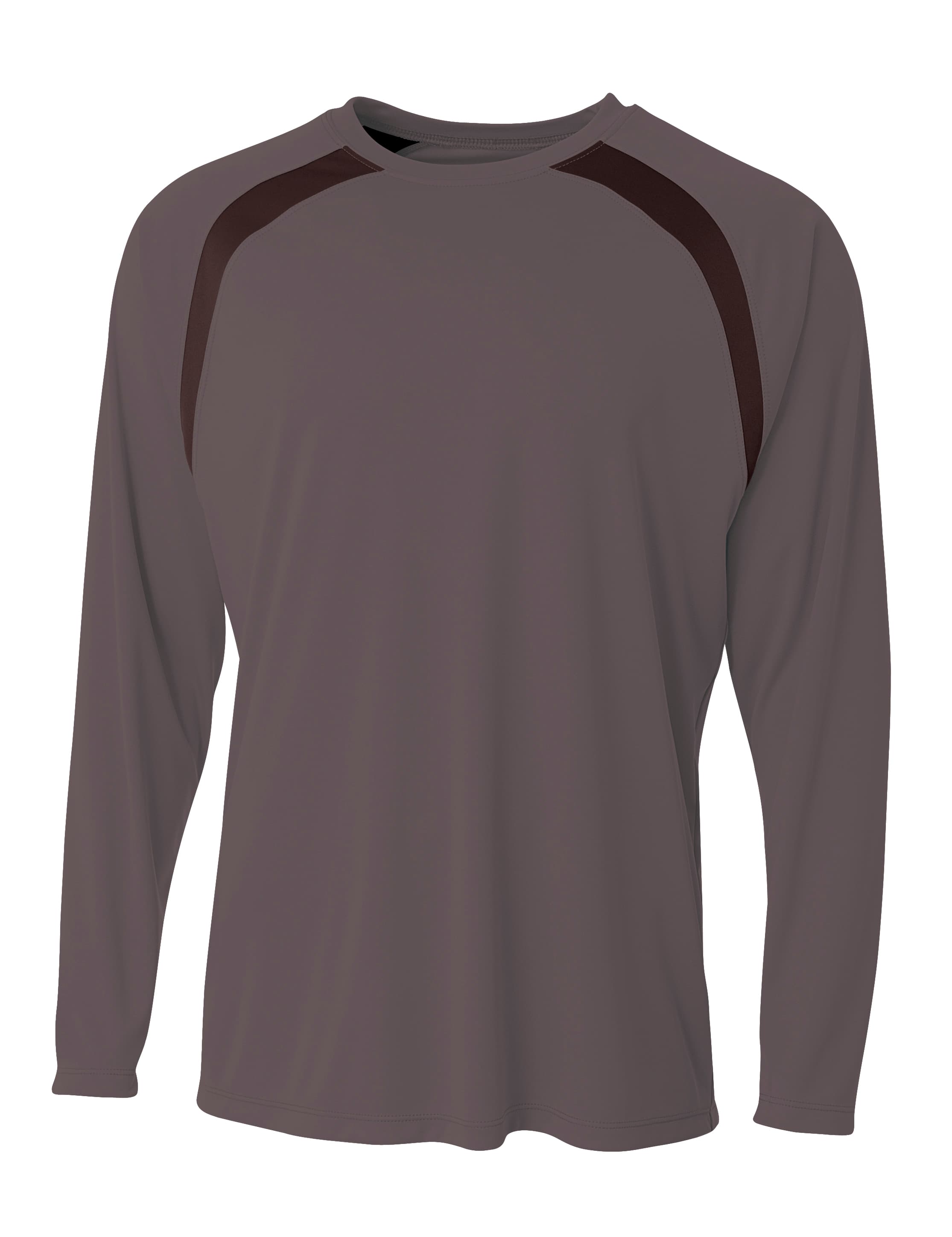 A4 Spartan Long Sleeve Color Block Crew - GRAPHITE/BLACK - front