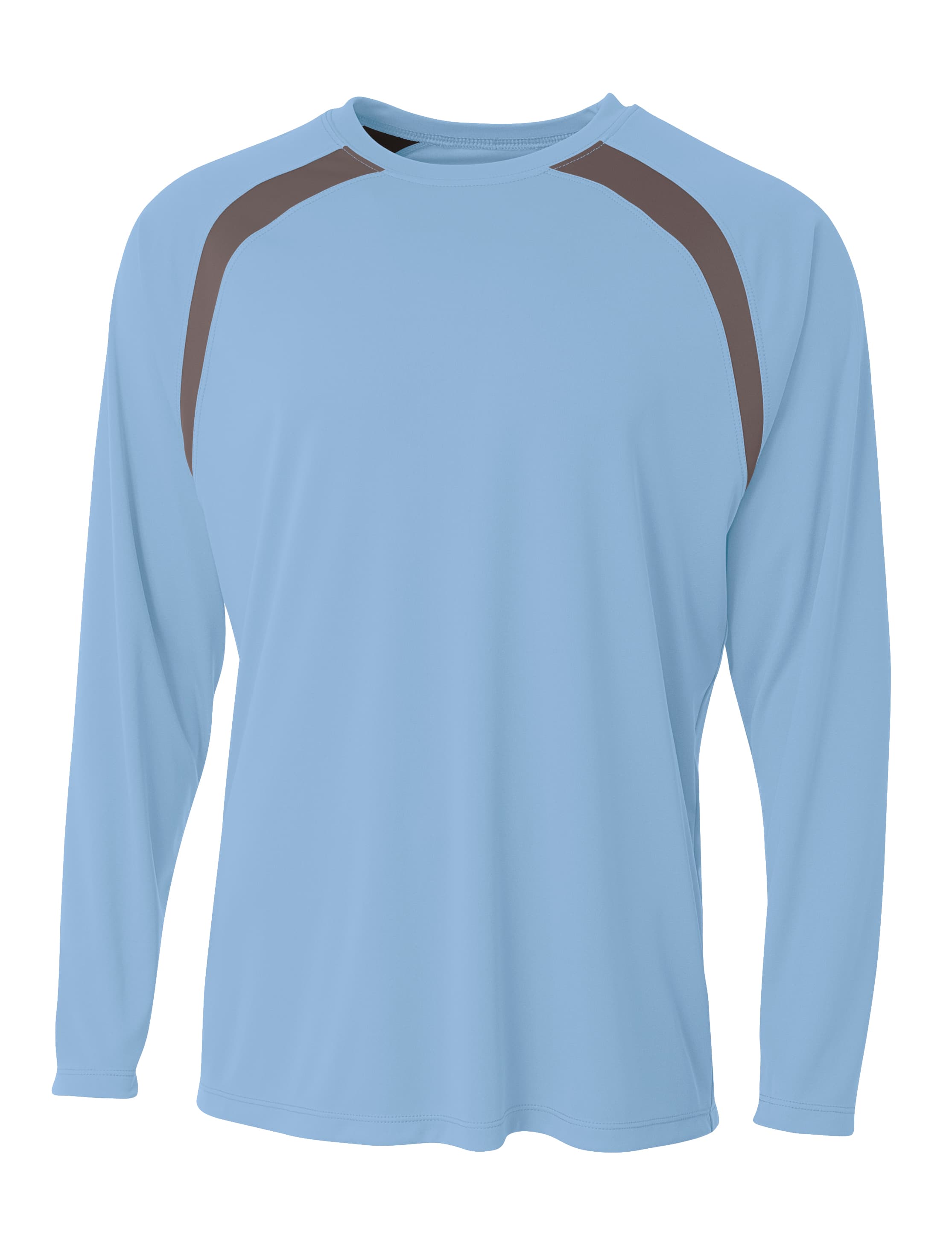 A4 Spartan Long Sleeve Color Block Crew - LTBLUE/ GRAPHITE - front