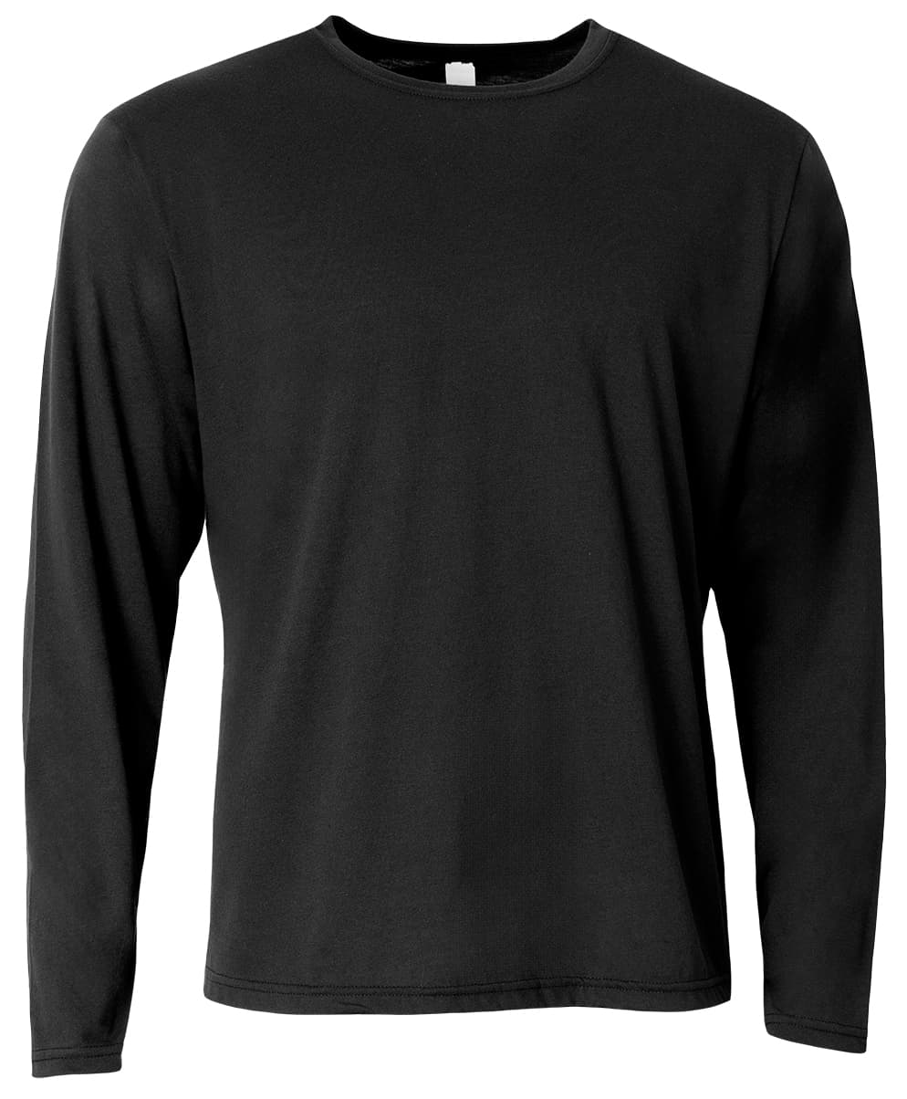 A4 Softek Long Sleeve Tee - BLACK - front