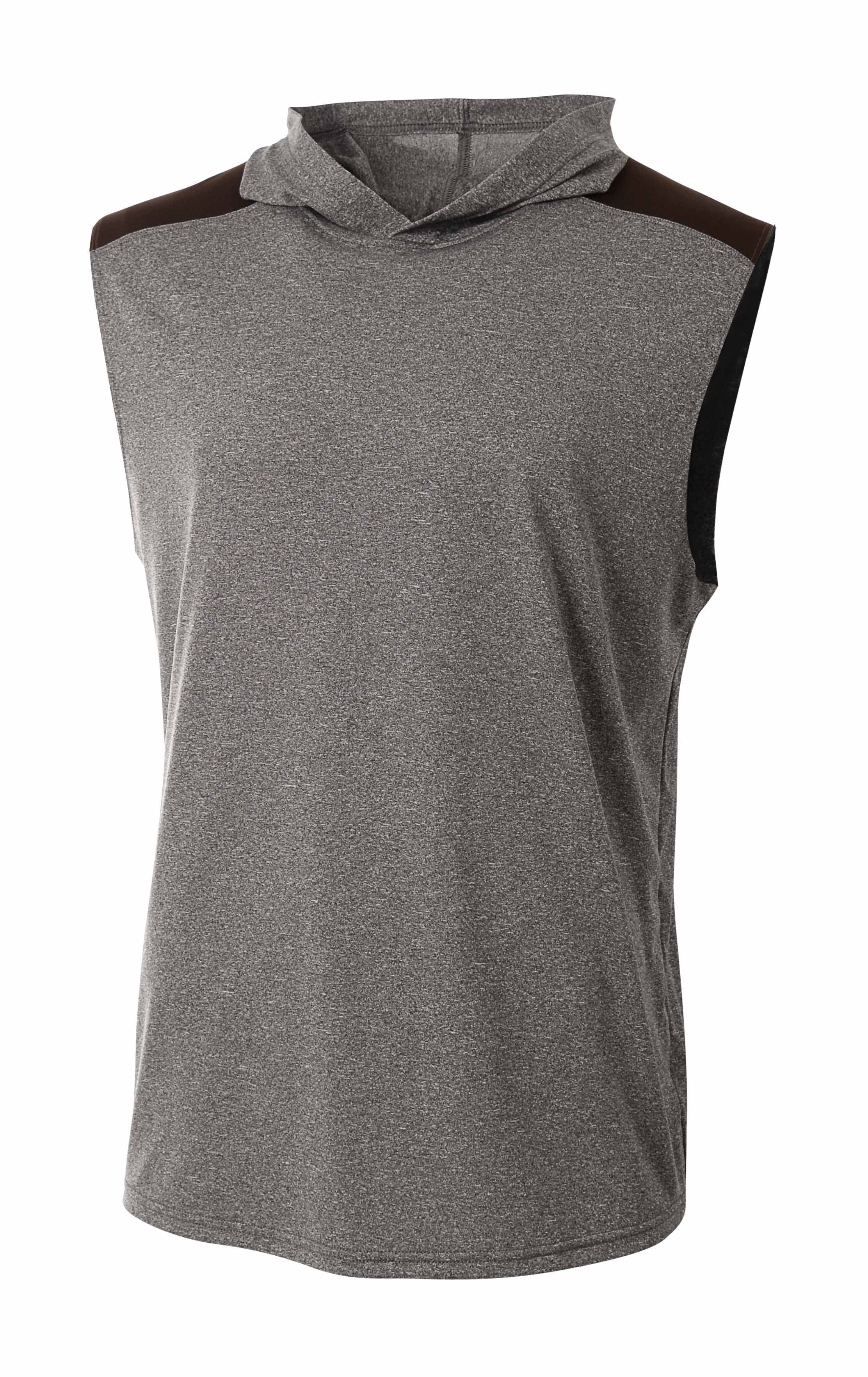 A4 Tourney Sleeveless Hooded Tee - HEATHER/BLACK - front