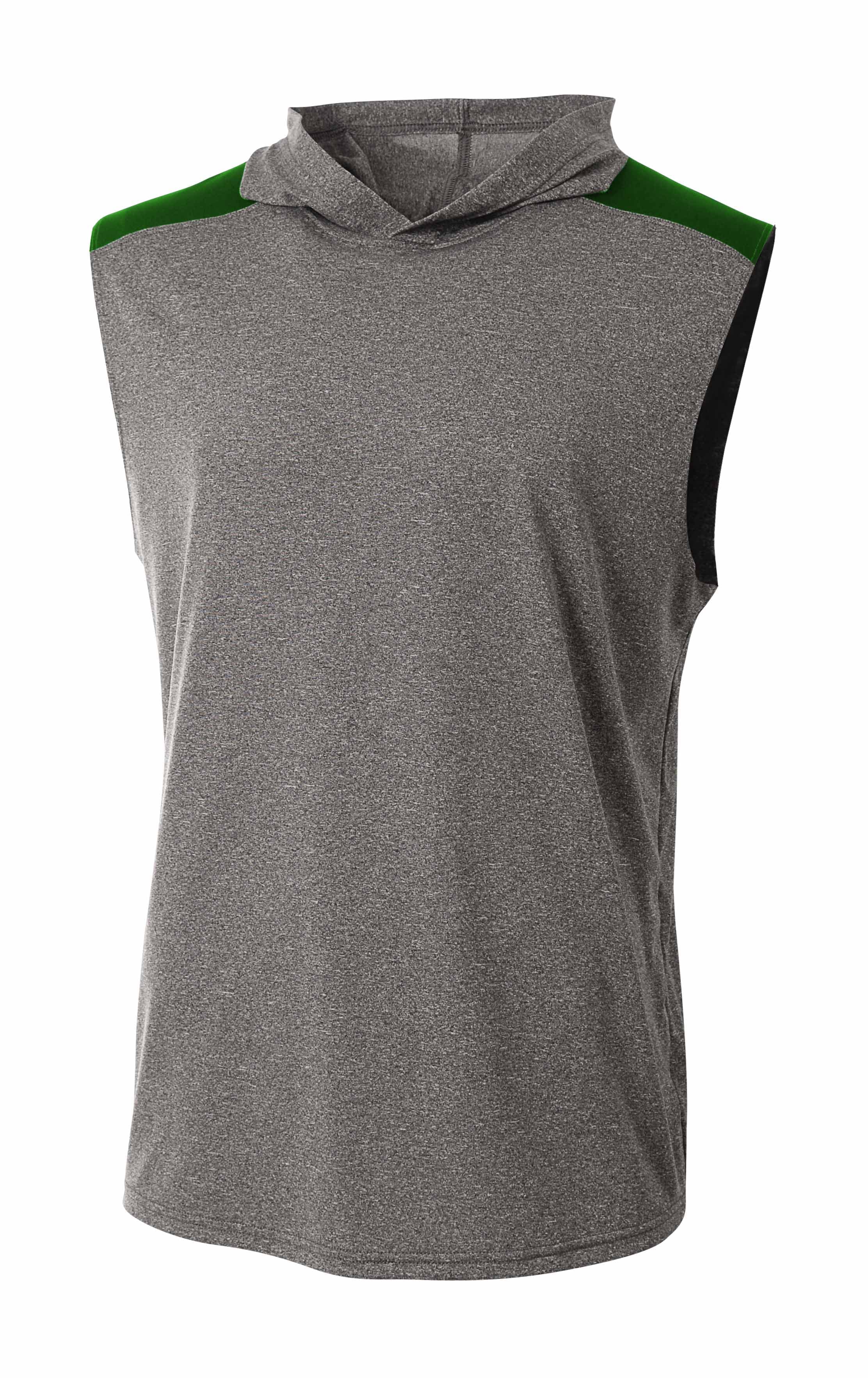 A4 Tourney Sleeveless Hooded Tee - HEATHER/FOREST - front
