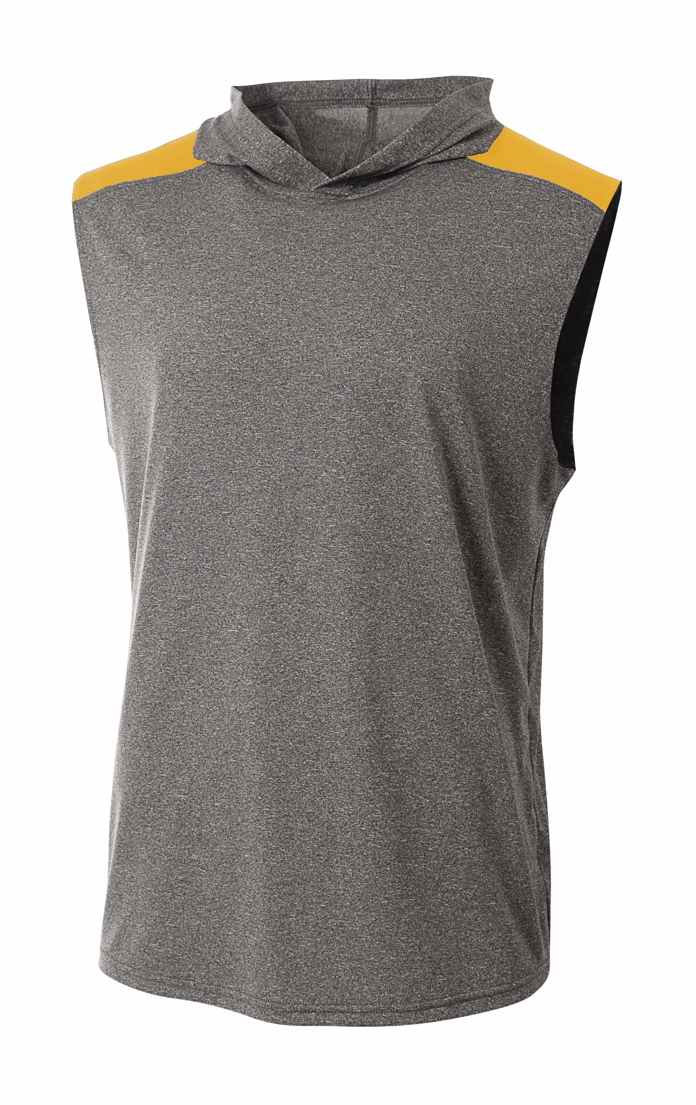 A4 Tourney Sleeveless Hooded Tee - HEATHER/GOLD - front