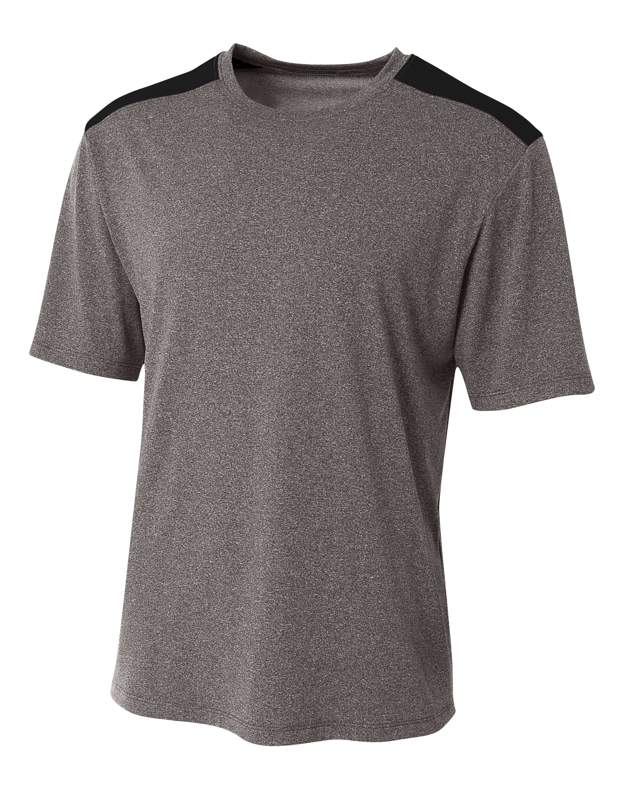 A4 Tourney Heather Short Sleeve Color Block - HEATHER/BLACK - front