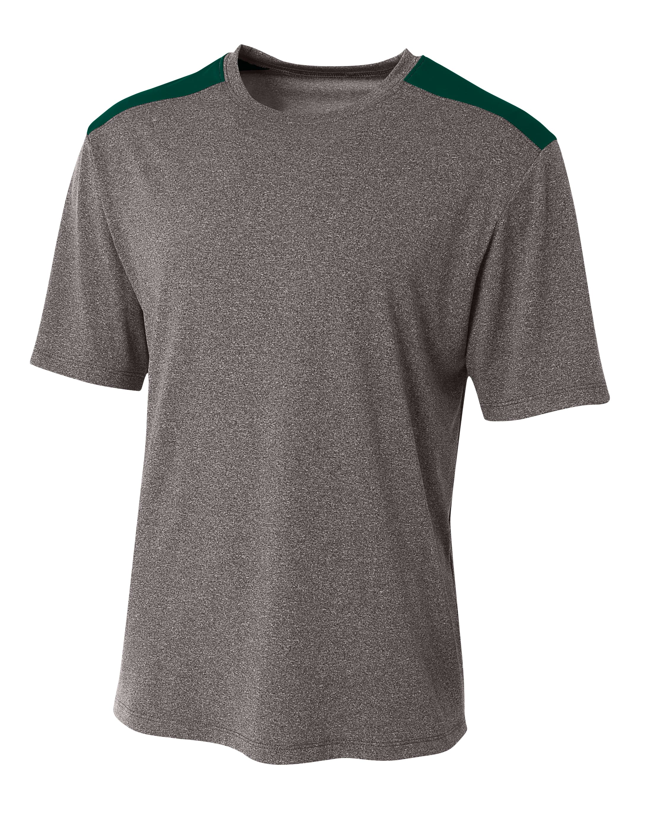 A4 Tourney Heather Short Sleeve Color Block - HEATHER/FOREST - front