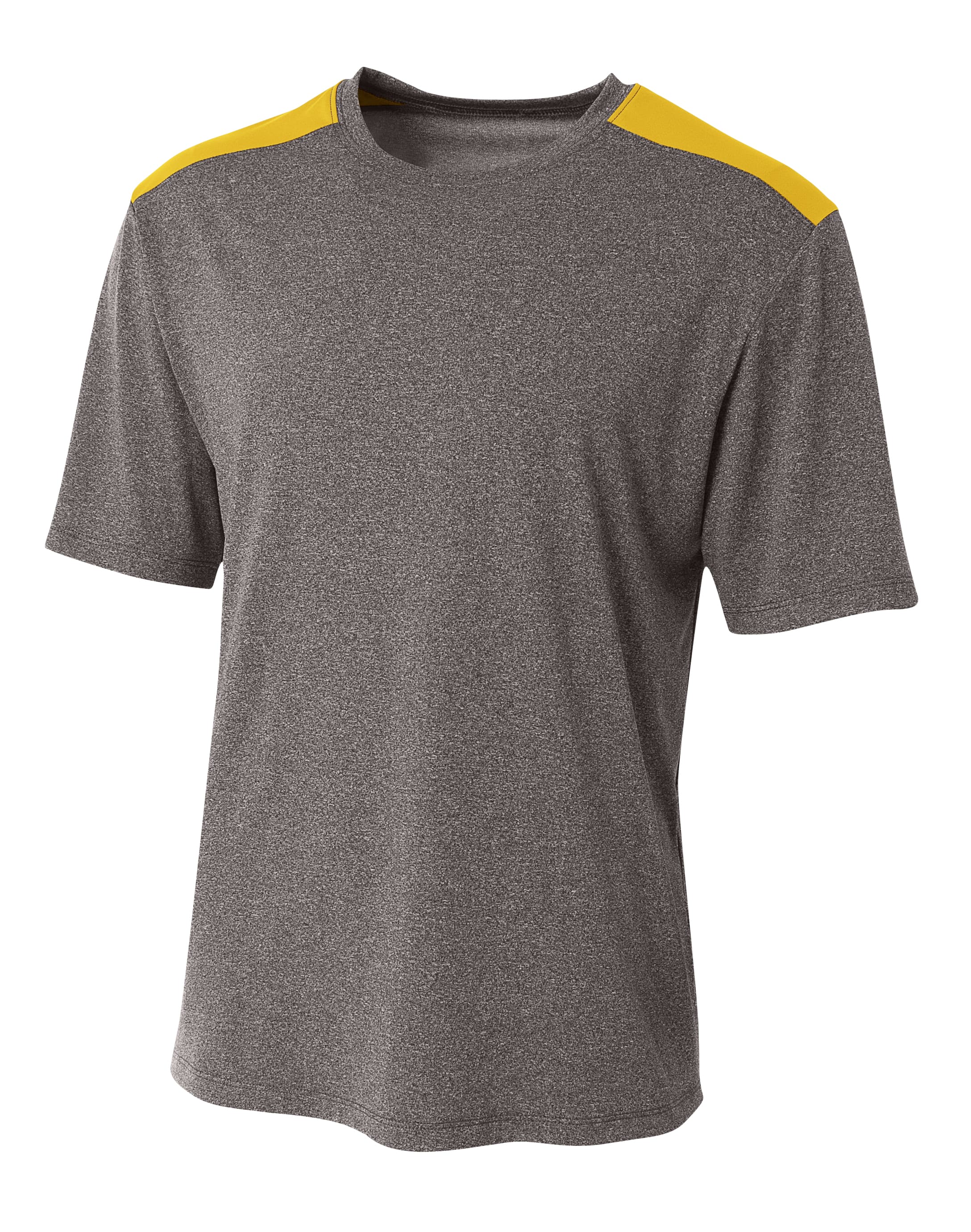 A4 Tourney Heather Short Sleeve Color Block - HEATHER/GOLD - front