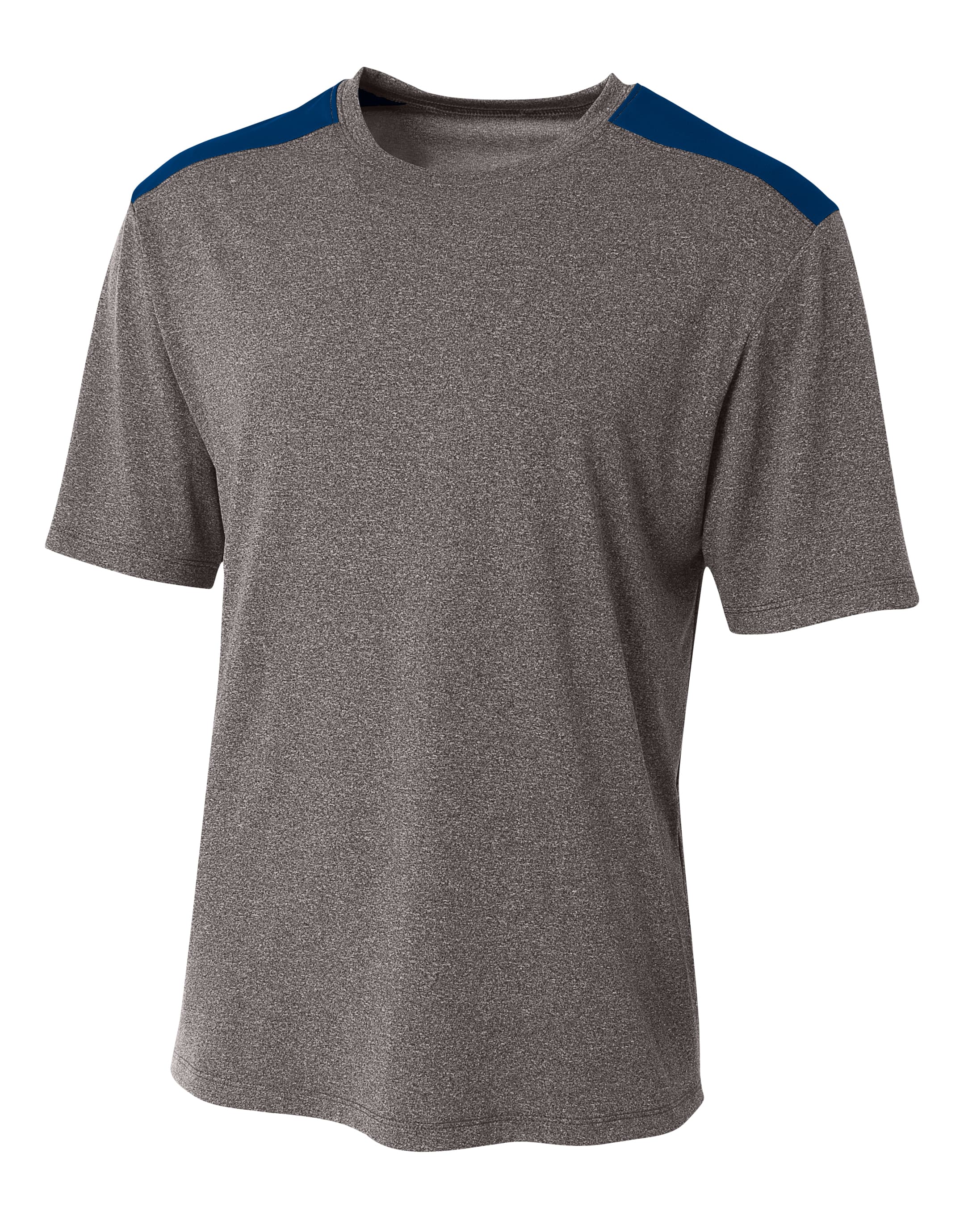 A4 Tourney Heather Short Sleeve Color Block - HEATHER/NAVY - front