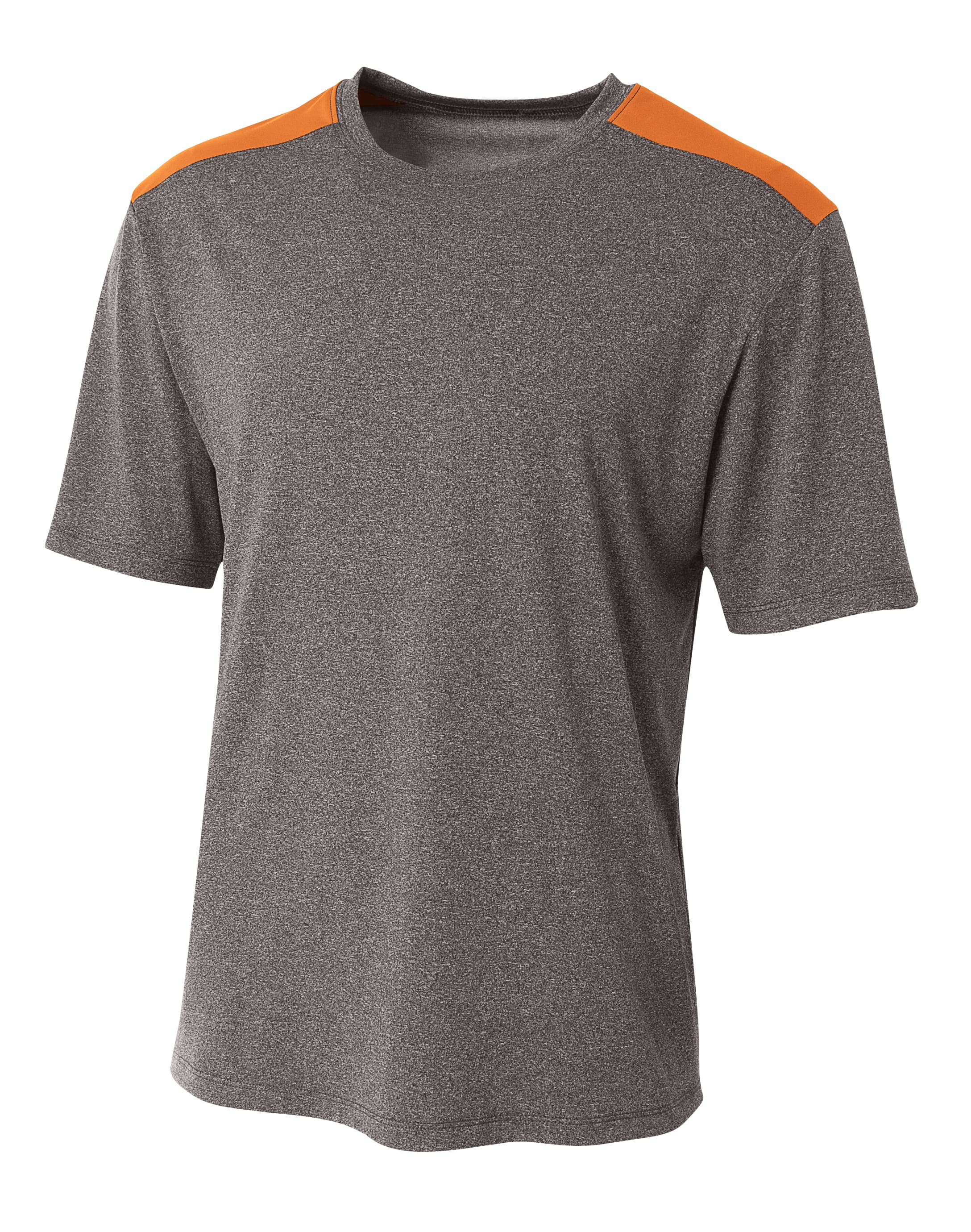A4 Tourney Heather Short Sleeve Color Block - HEATHER/ORANGE - front