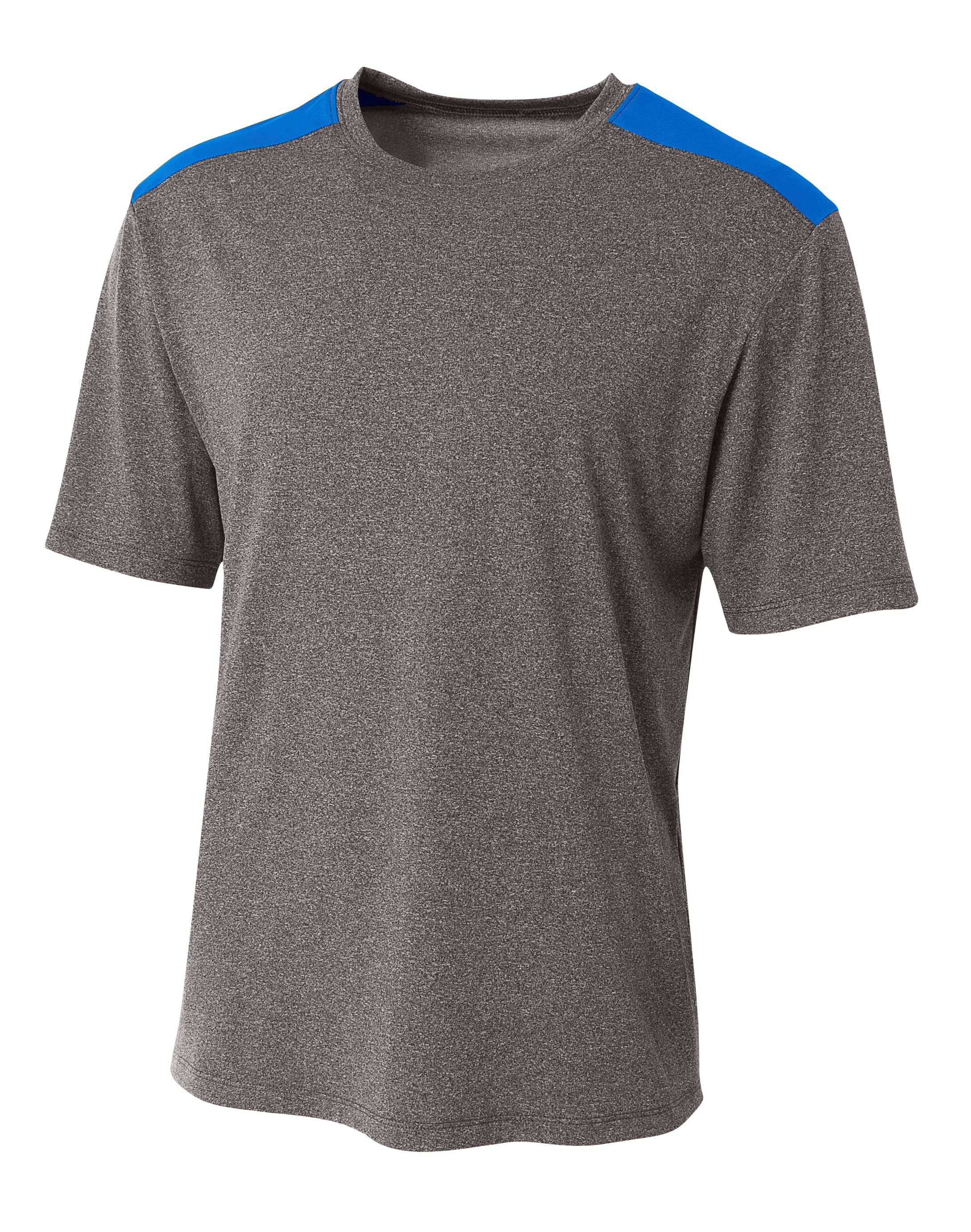 A4 Tourney Heather Short Sleeve Color Block - HEATHER/ROYAL - front