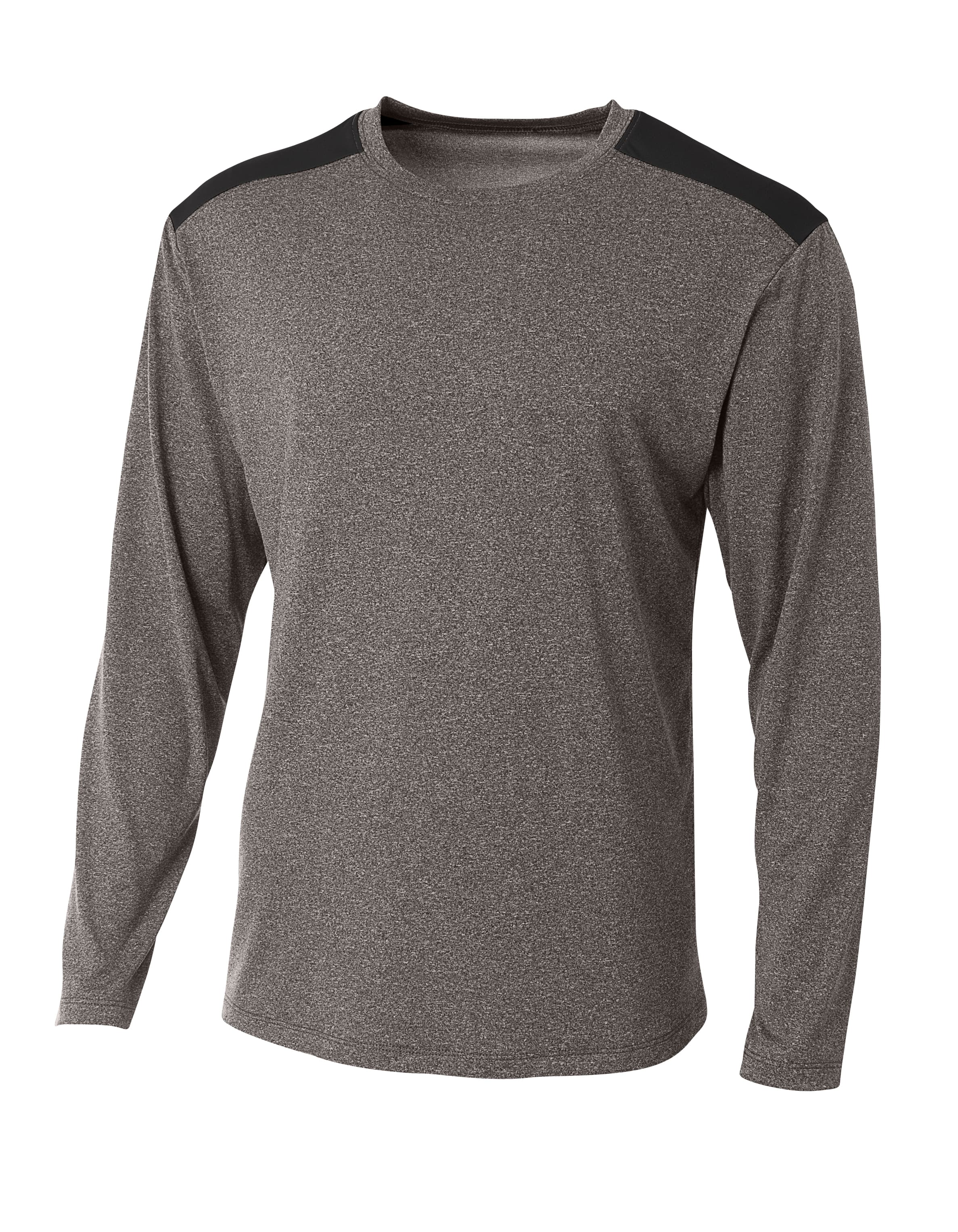A4 Tourney Heather Long Sleeve Tee - HEATHER/BLACK - front