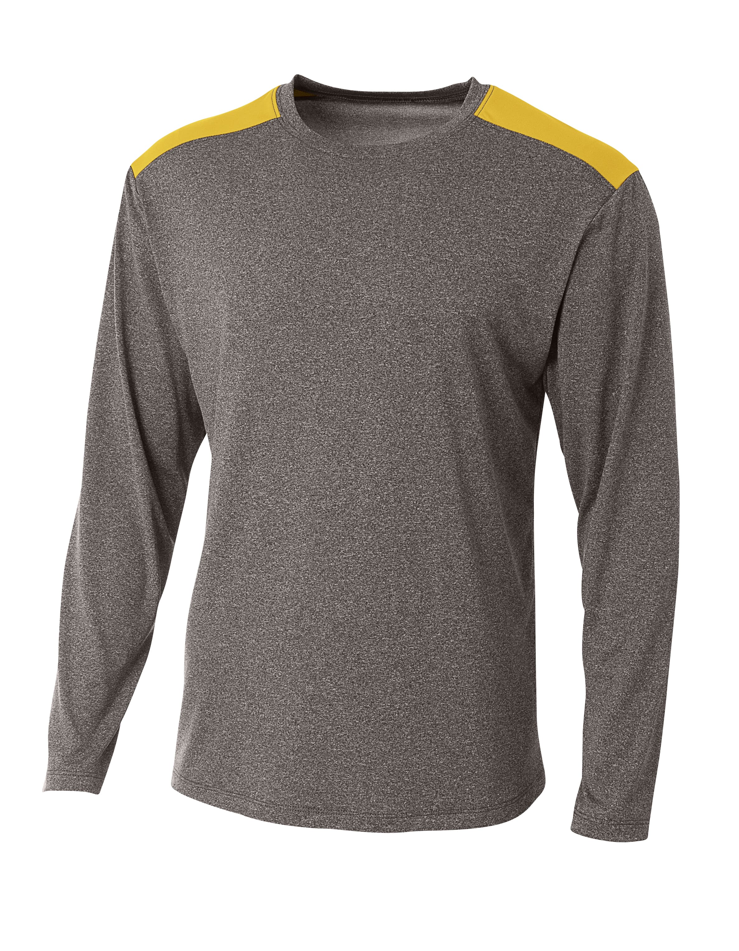 A4 Tourney Heather Long Sleeve Tee - HEATHER/GOLD - front