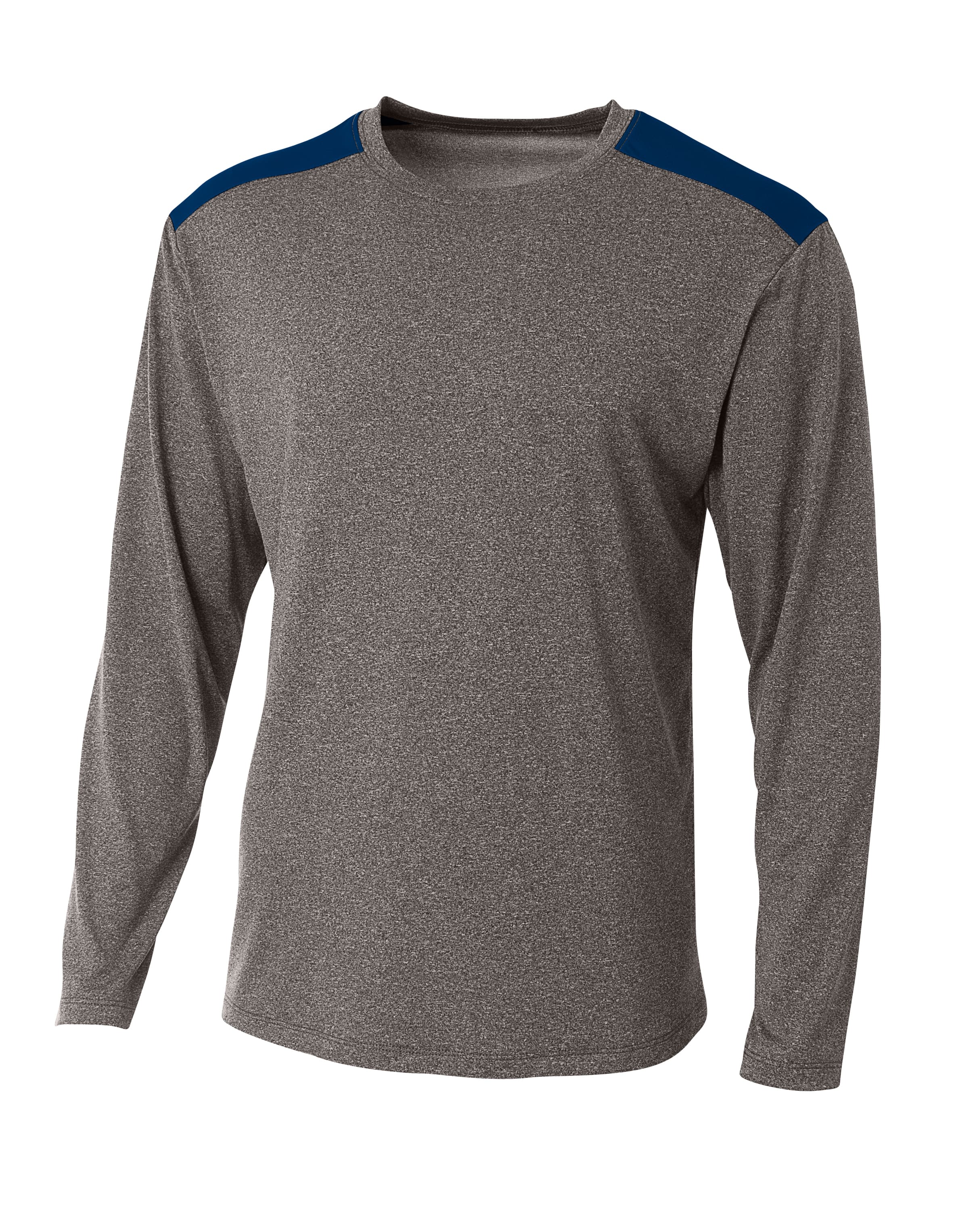 A4 Tourney Heather Long Sleeve Tee - HEATHER/NAVY - front