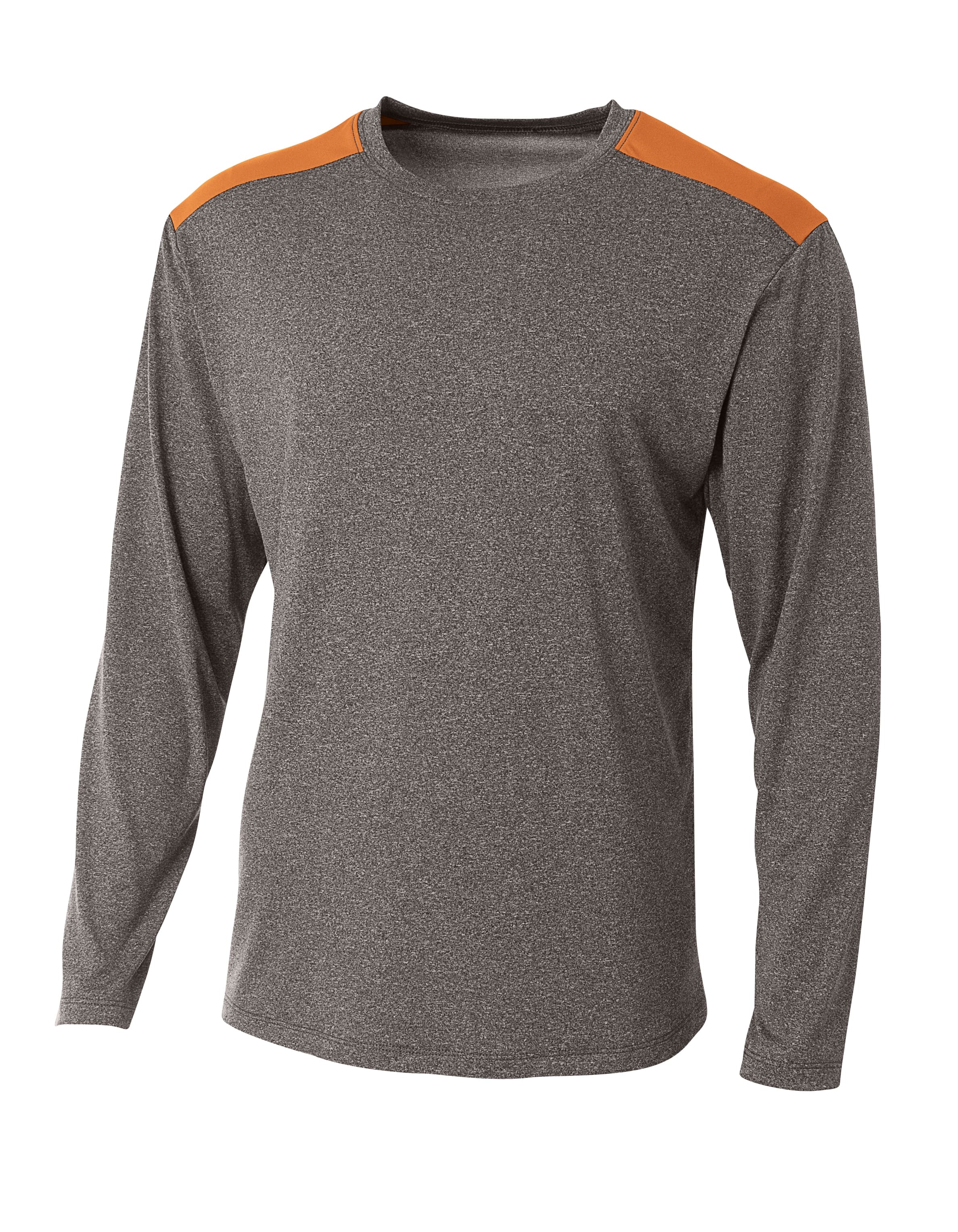 A4 Tourney Heather Long Sleeve Tee - HEATHER/ORANGE - front