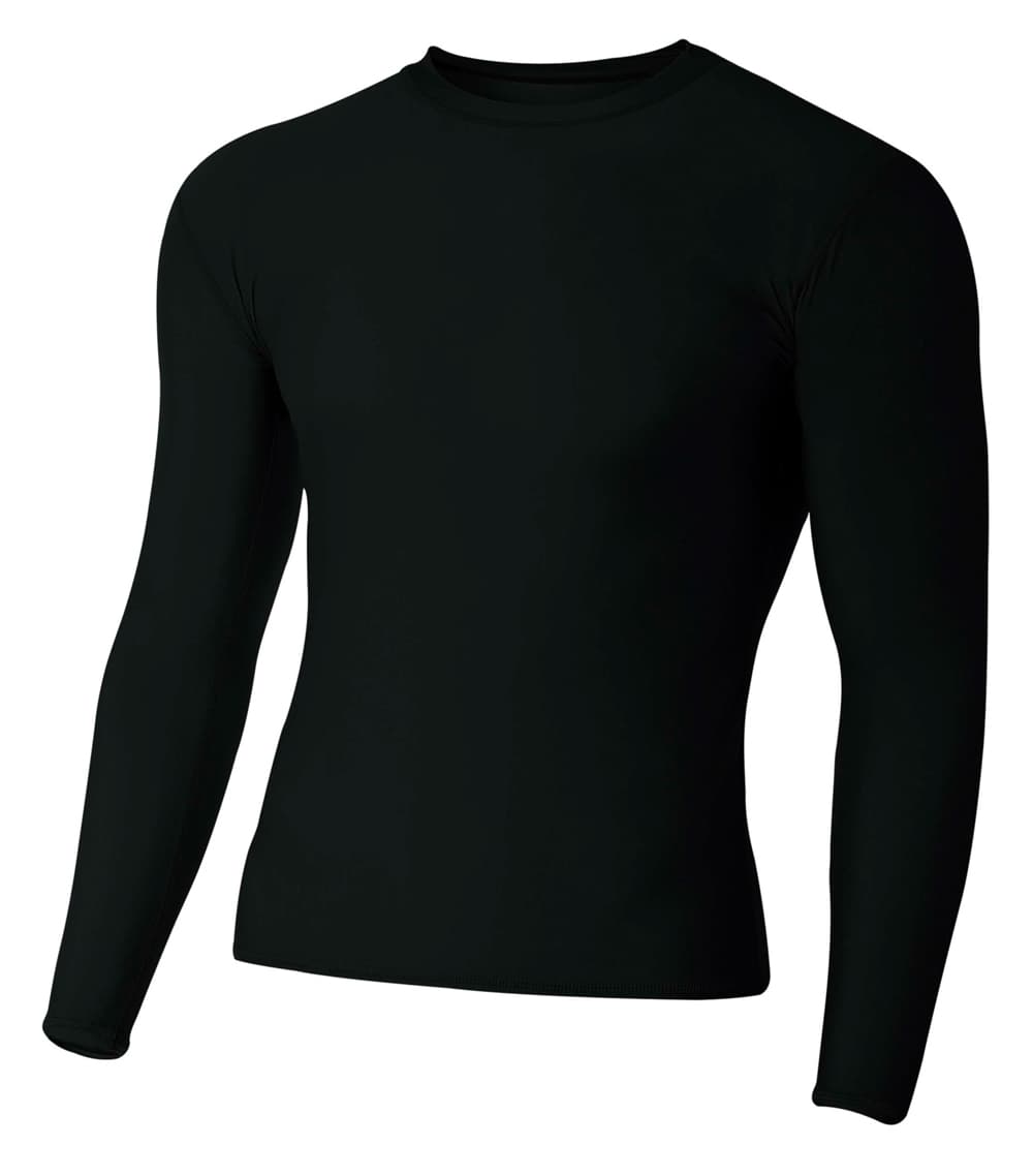 A4 Long Sleeve Compression Crew - BLACK - front