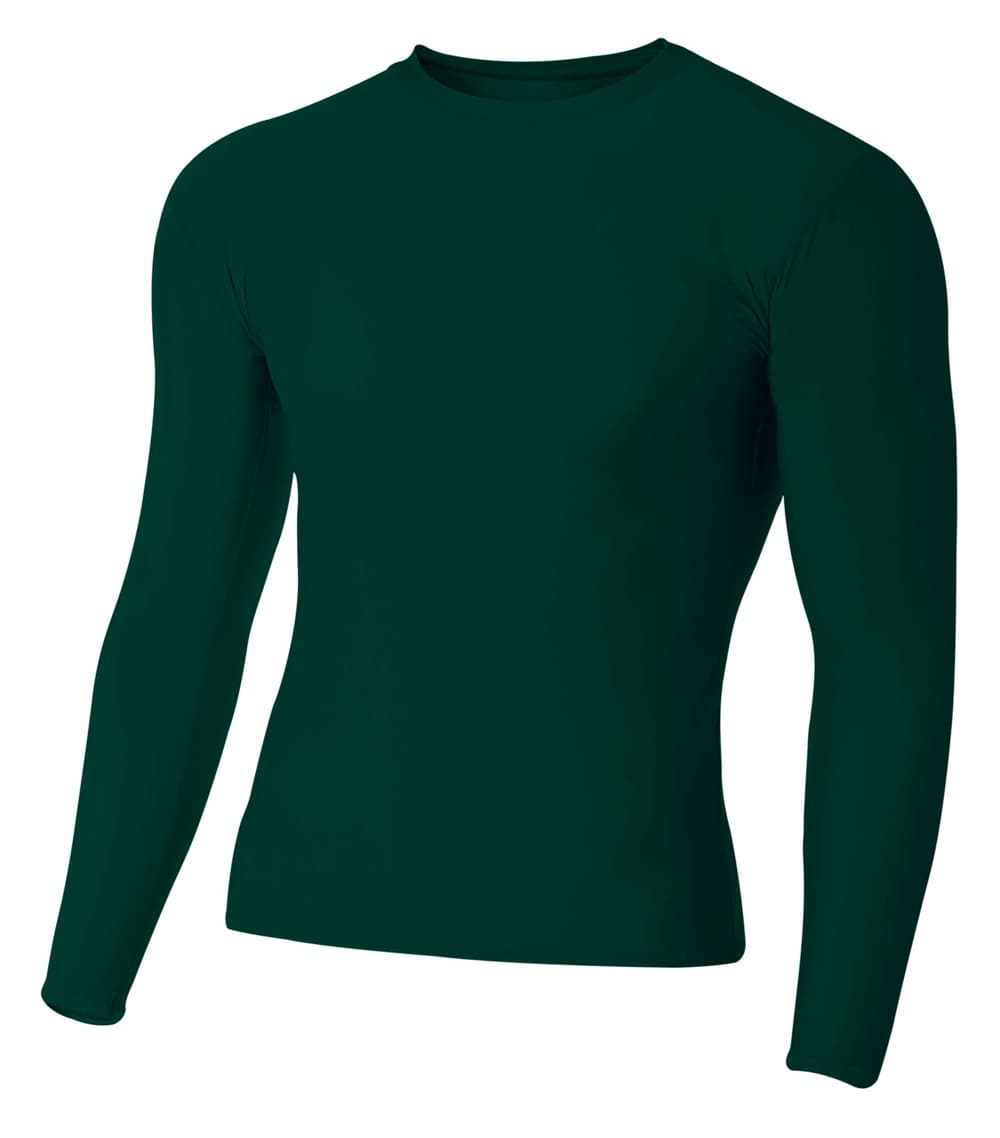 A4 Long Sleeve Compression Crew - FOREST - front