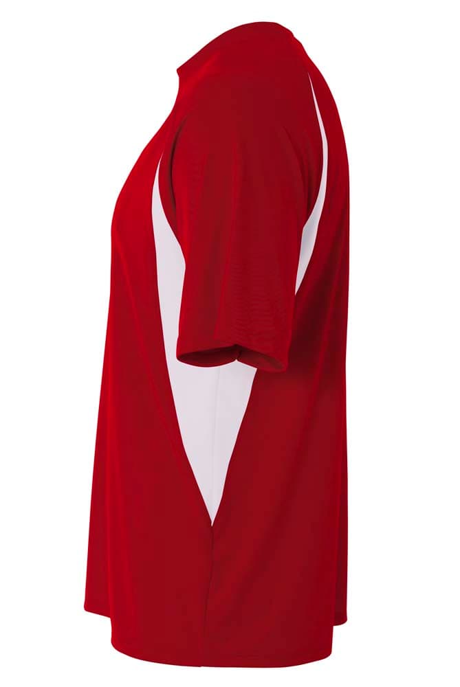 A4 Cooling Performance Color Block Tee - CARDINAL/WHITE - side