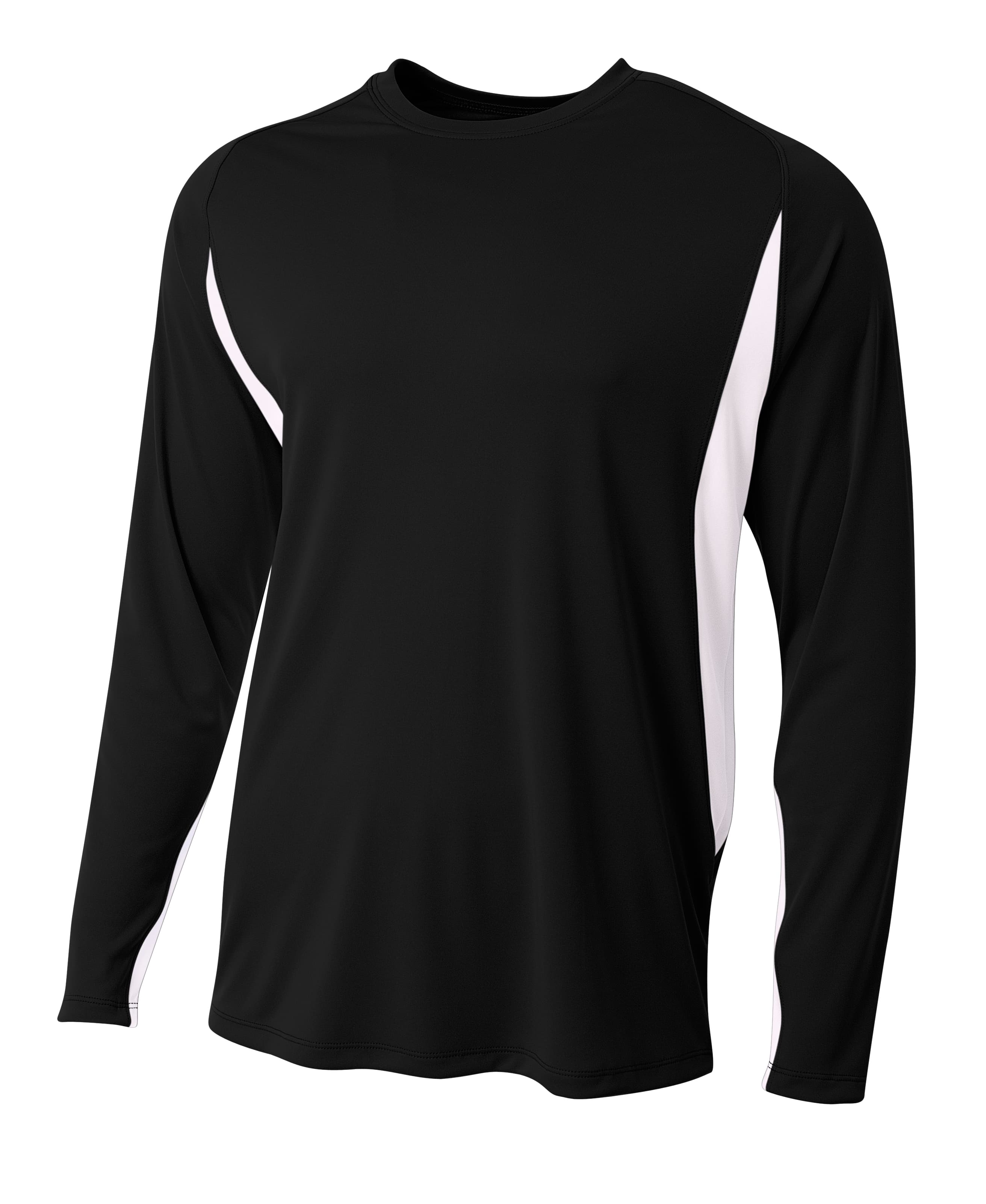 A4 Long Sleeve Color Block Tee - BLACK/WHITE - front