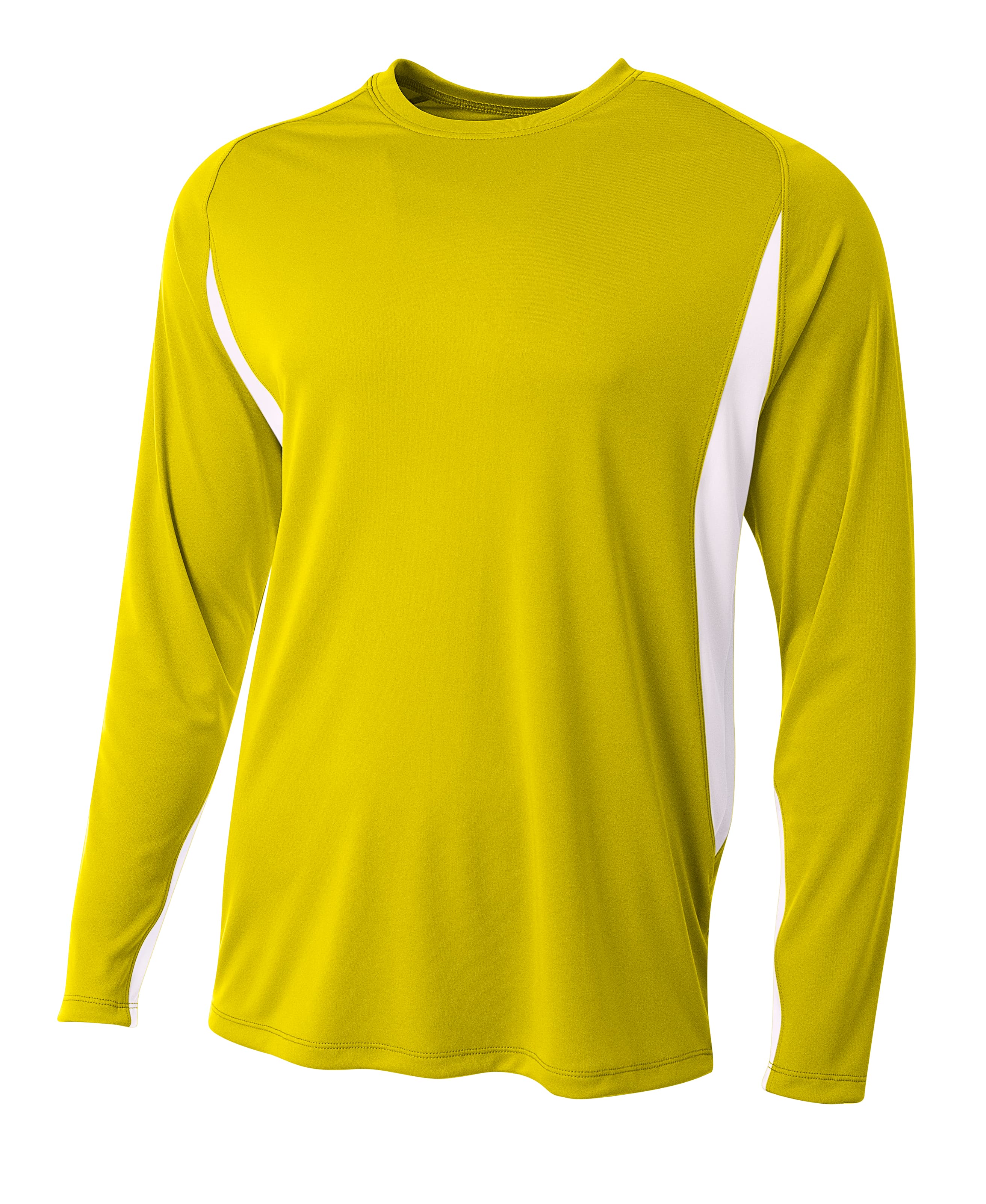 A4 Long Sleeve Color Block Tee - GOLD/WHITE - front