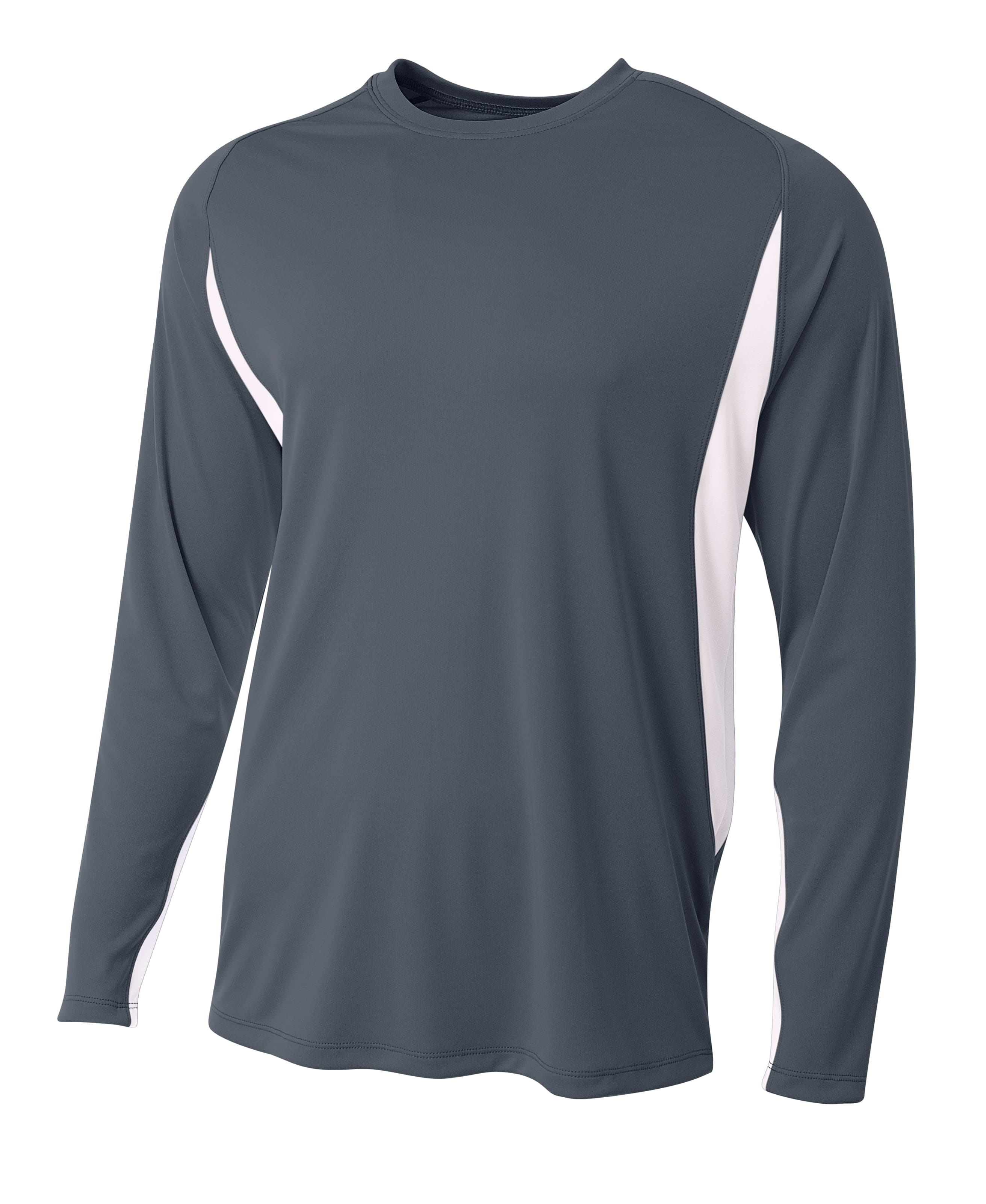 A4 Long Sleeve Color Block Tee - GRAPHITE/WHITE - front