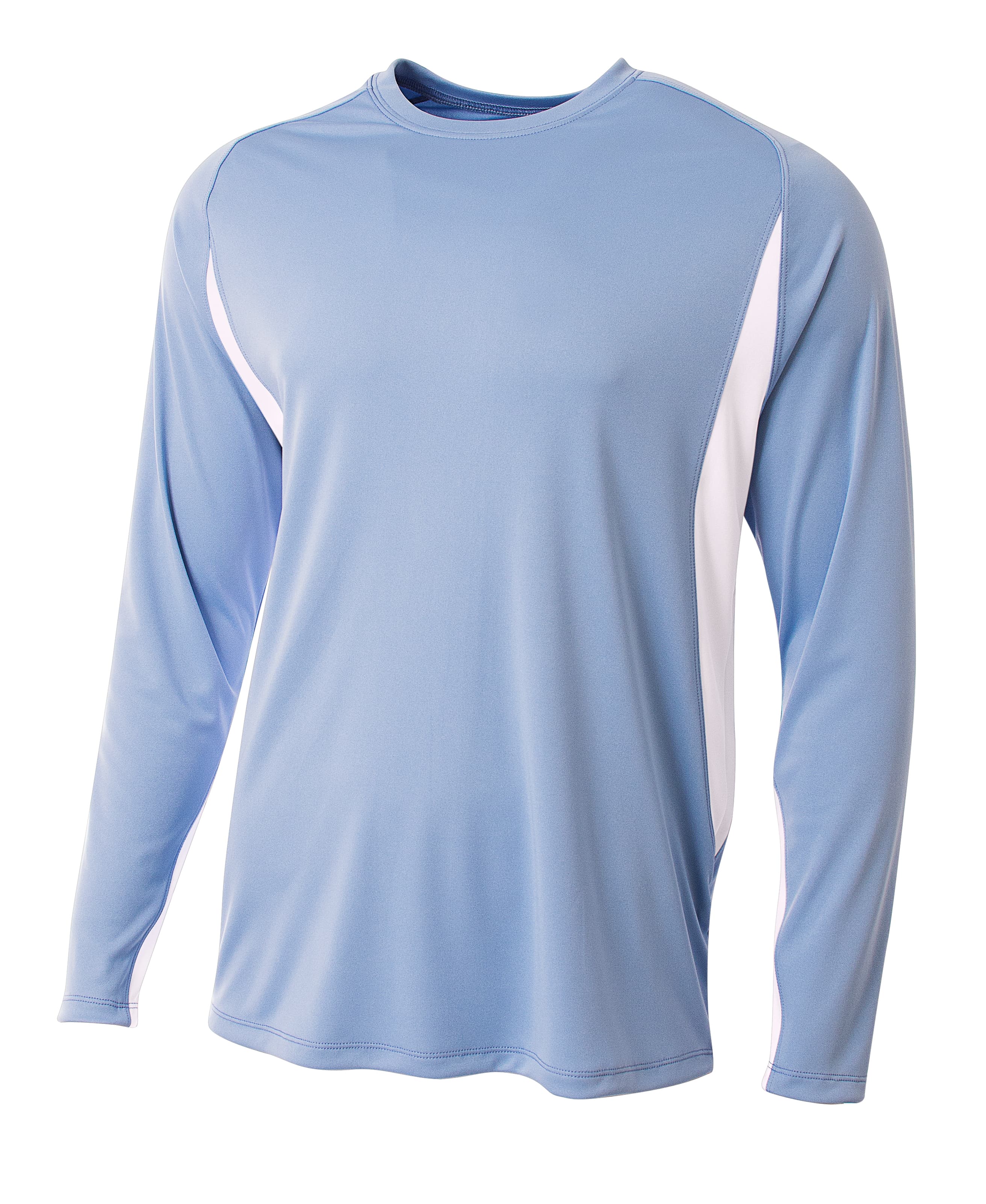 A4 Long Sleeve Color Block Tee - LT BLUE/WHITE - front
