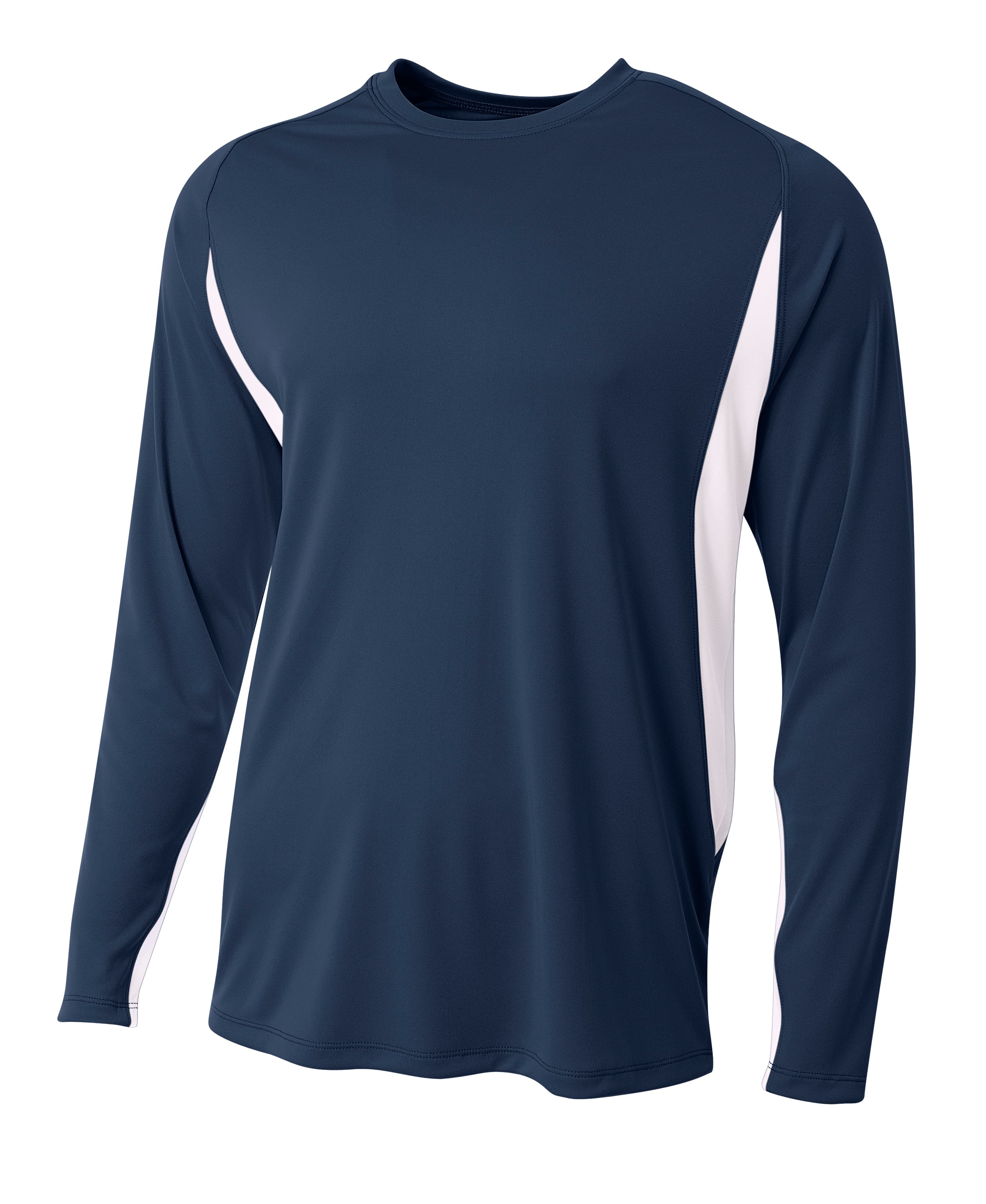 A4 Long Sleeve Color Block Tee - NAVY/WHITE - front