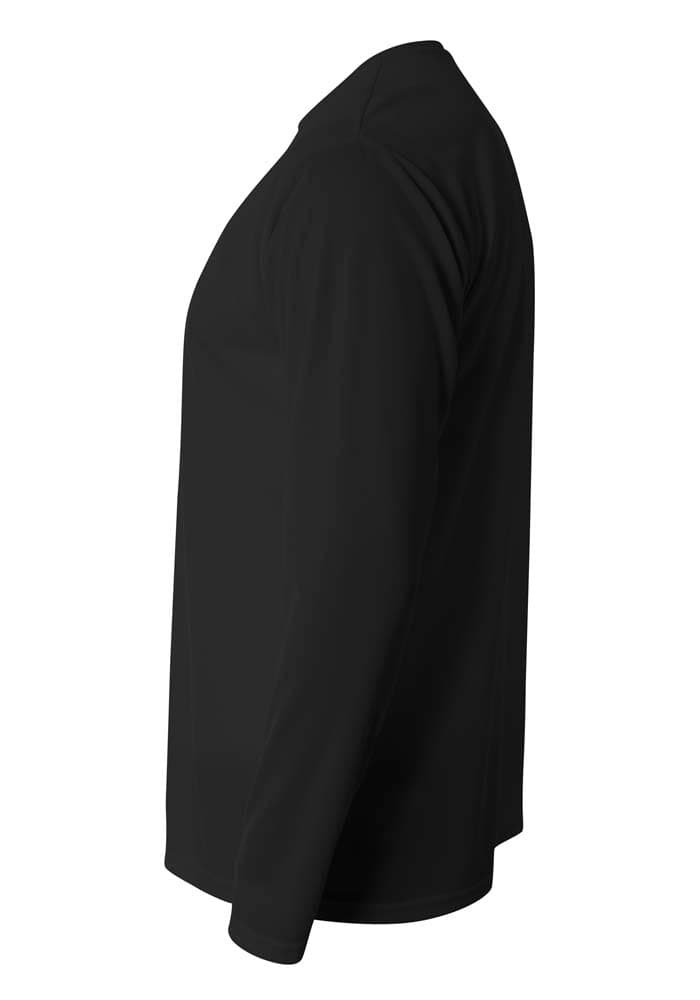 A4 Long Sleeve Birds-Eye Mesh Crew - BLACK - side