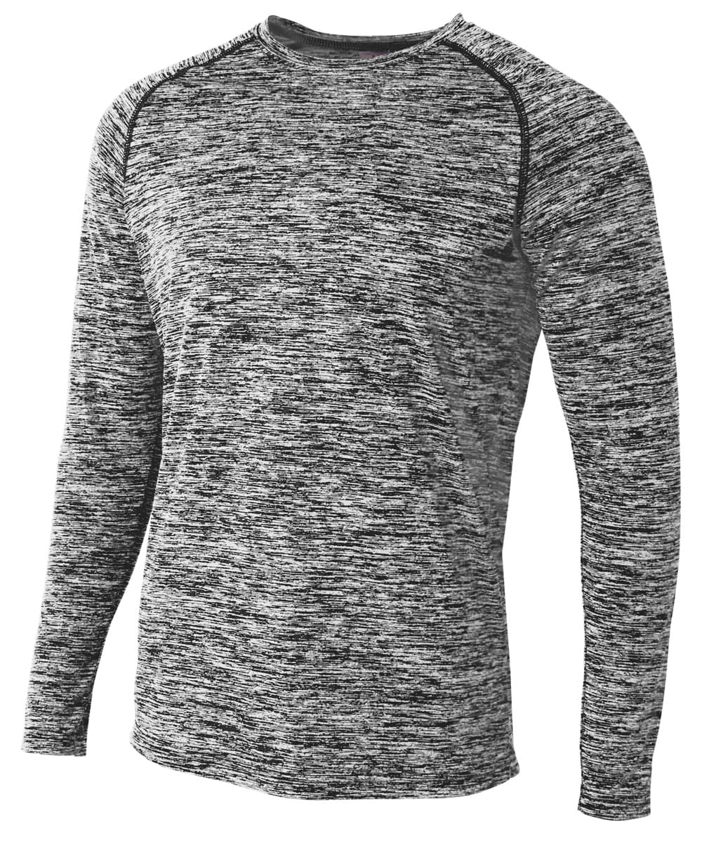 A4 Long Sleeve Raglan Space Dye - BLACK - front