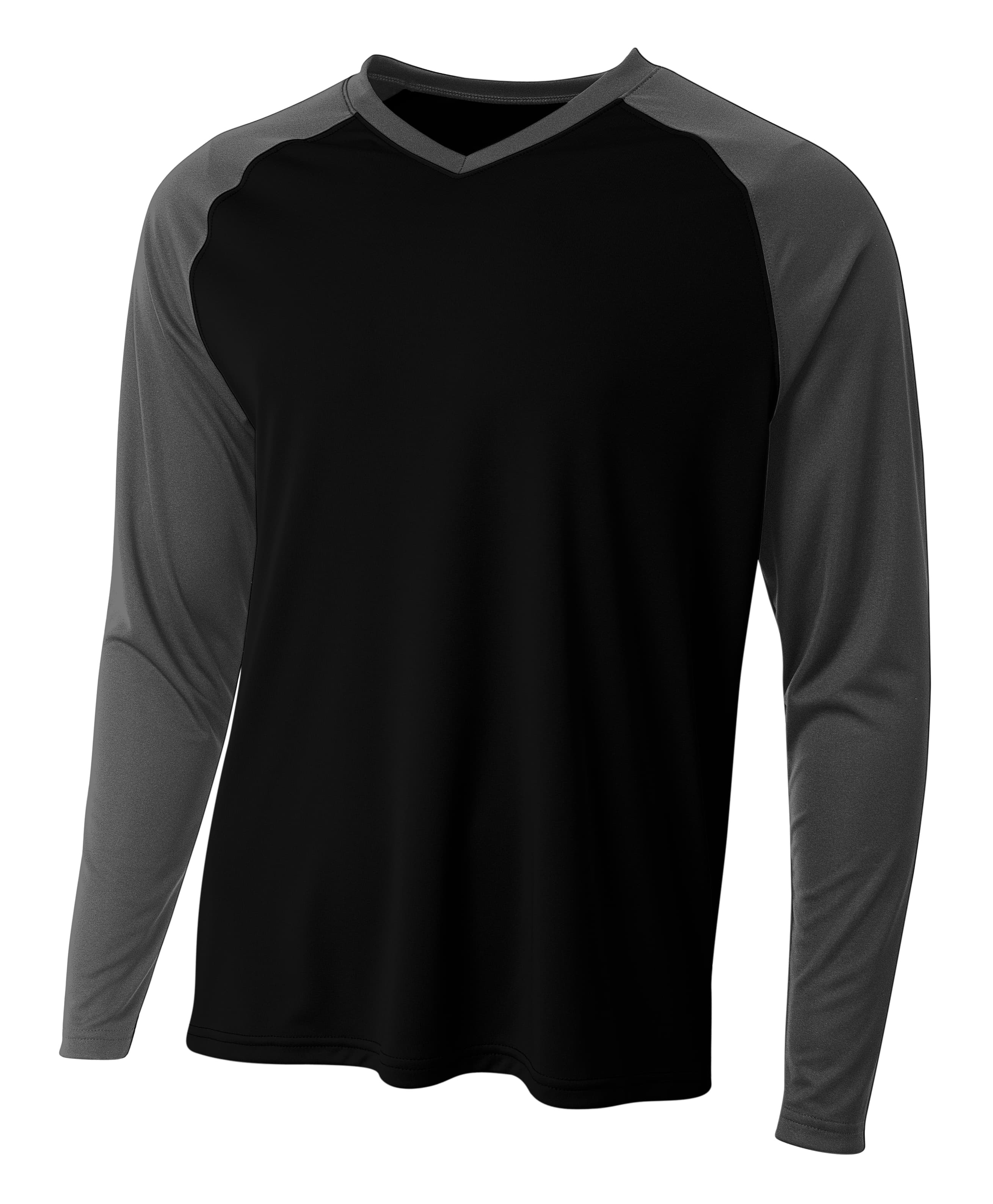 A4 Long Sleeve Strike Raglan Tee - BLACK/GRAPHITE - front