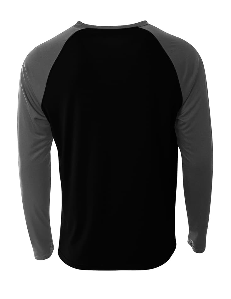 A4 Long Sleeve Strike Raglan Tee - BLACK/GRAPHITE - back