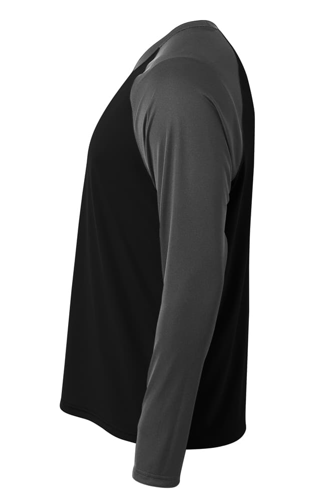 A4 Long Sleeve Strike Raglan Tee - BLACK/GRAPHITE - side