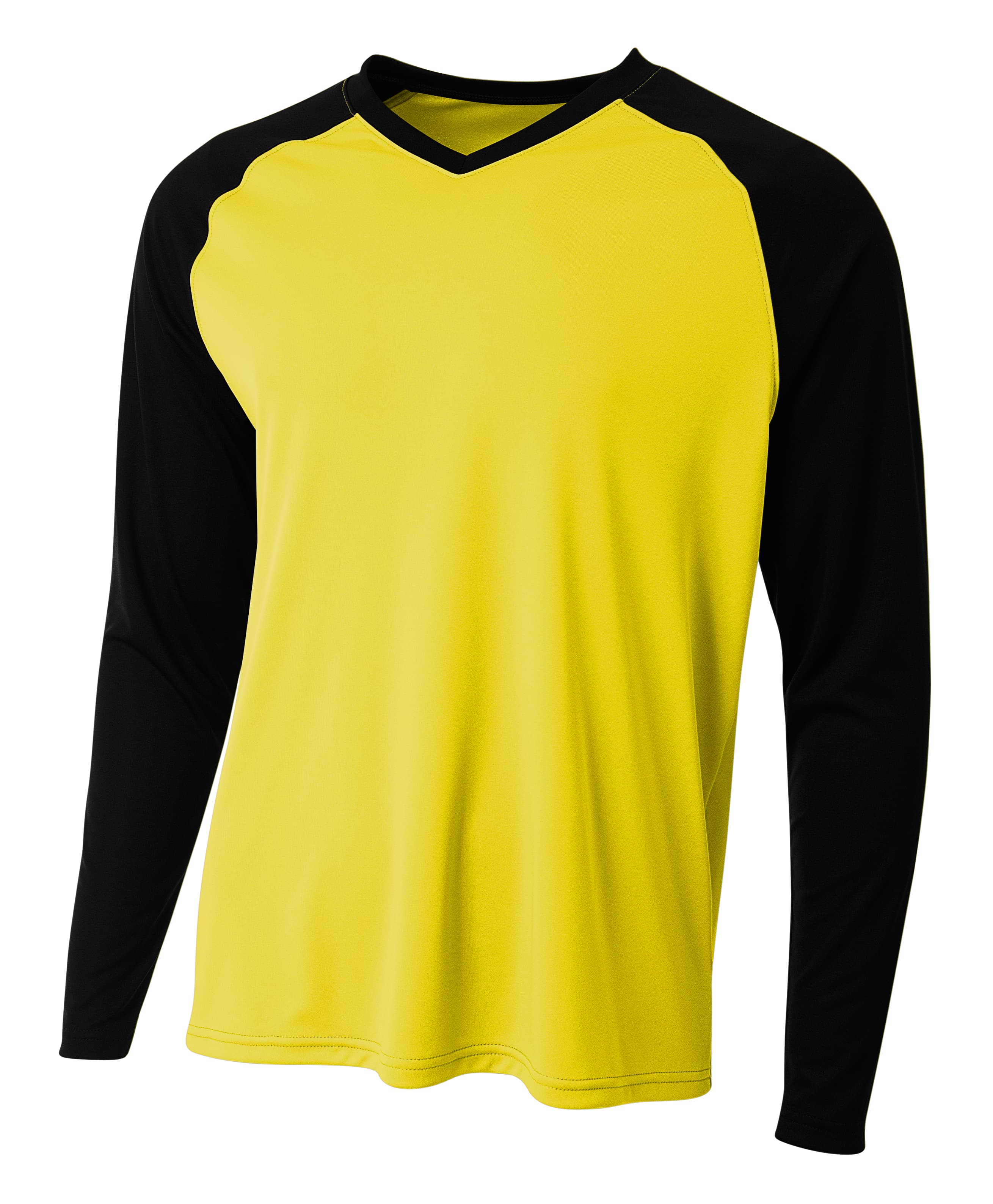 A4 Long Sleeve Strike Raglan Tee - GOLD/BLACK - front