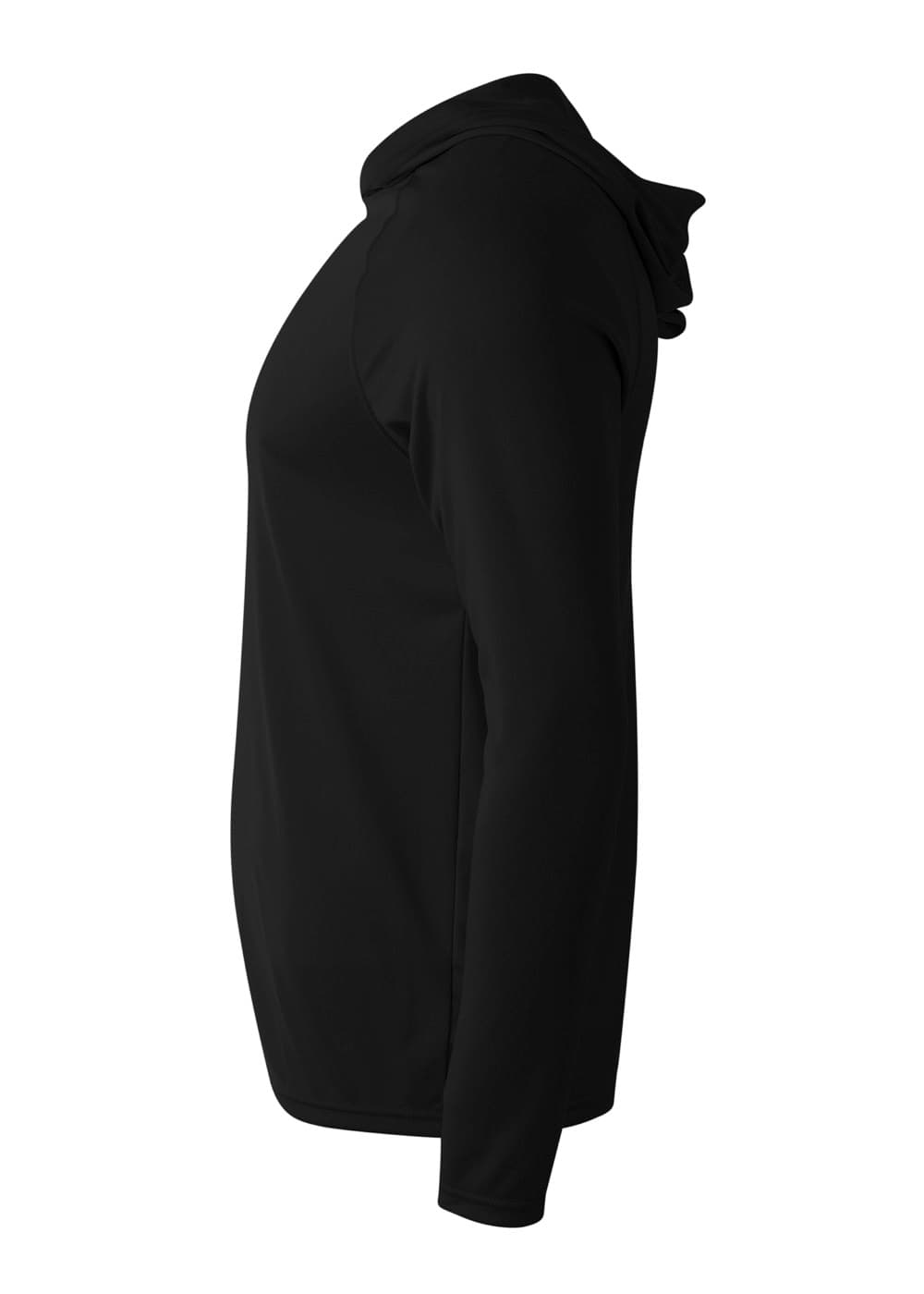 A4 Long Sleeve Hooded Tee - BLACK - side