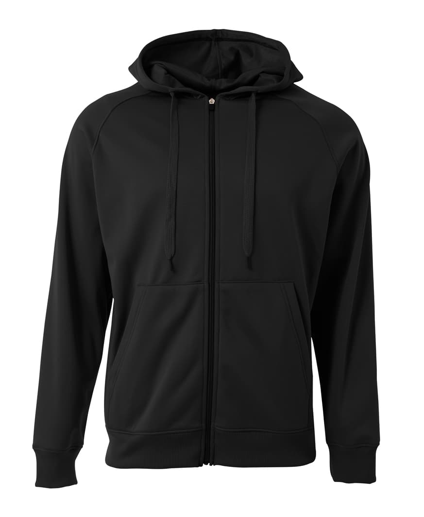 A4 Agility Long Sleeve Tech Fleece Hoodi - BLACK - front