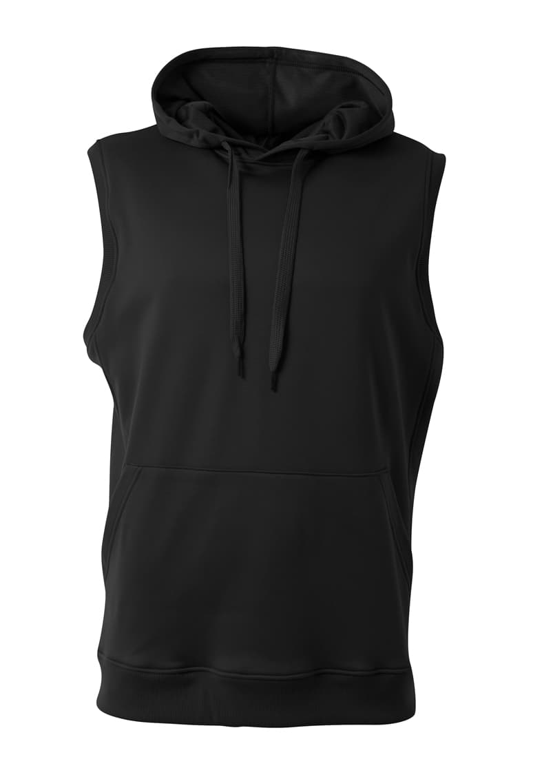 A4 Agility Sleeveless Tech Fleece Hoodie - BLACK - front
