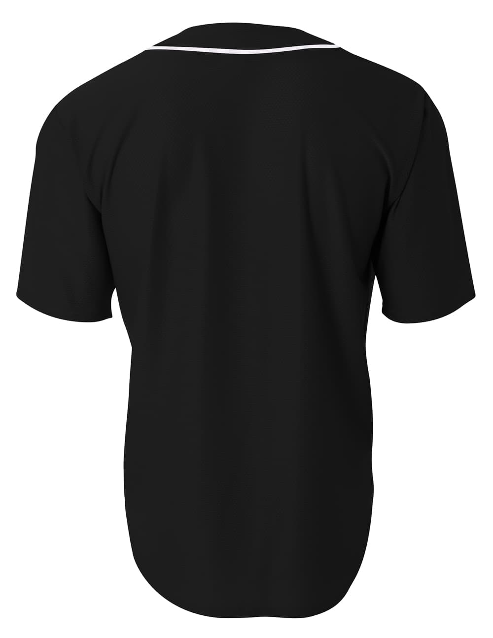 A4 Short Sleeve Full Button Baseball Jersey - BLACK - back