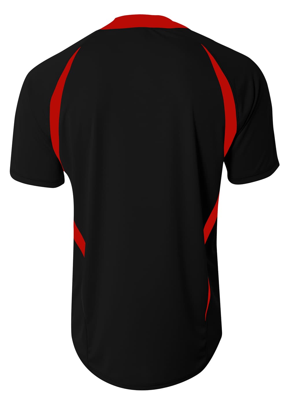 A4 2-Button Color Block Henley - BLACK/RED - back